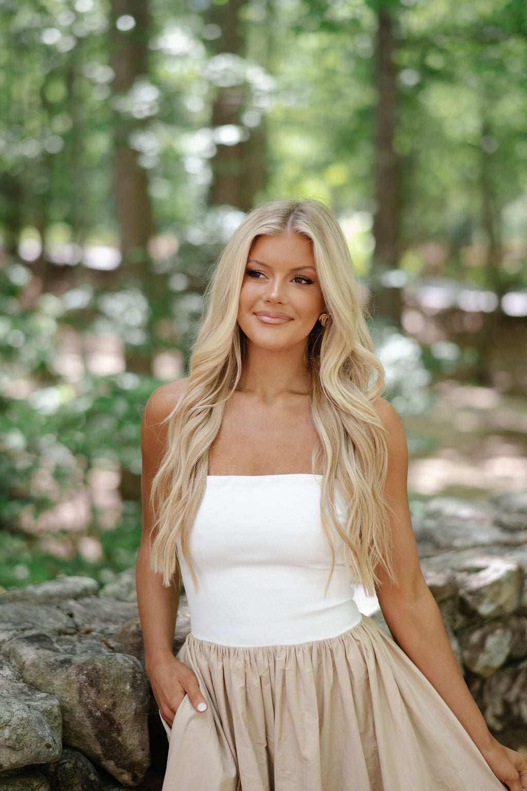 Madelyn Strapless Midi Dress- White