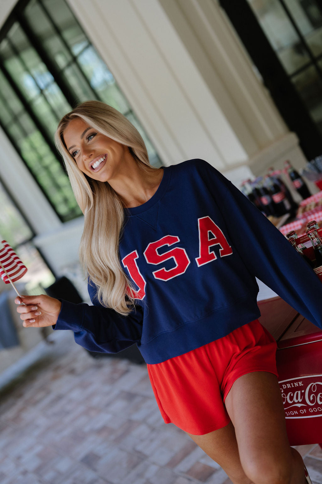 USA Cropped Sweatshirt- Navy