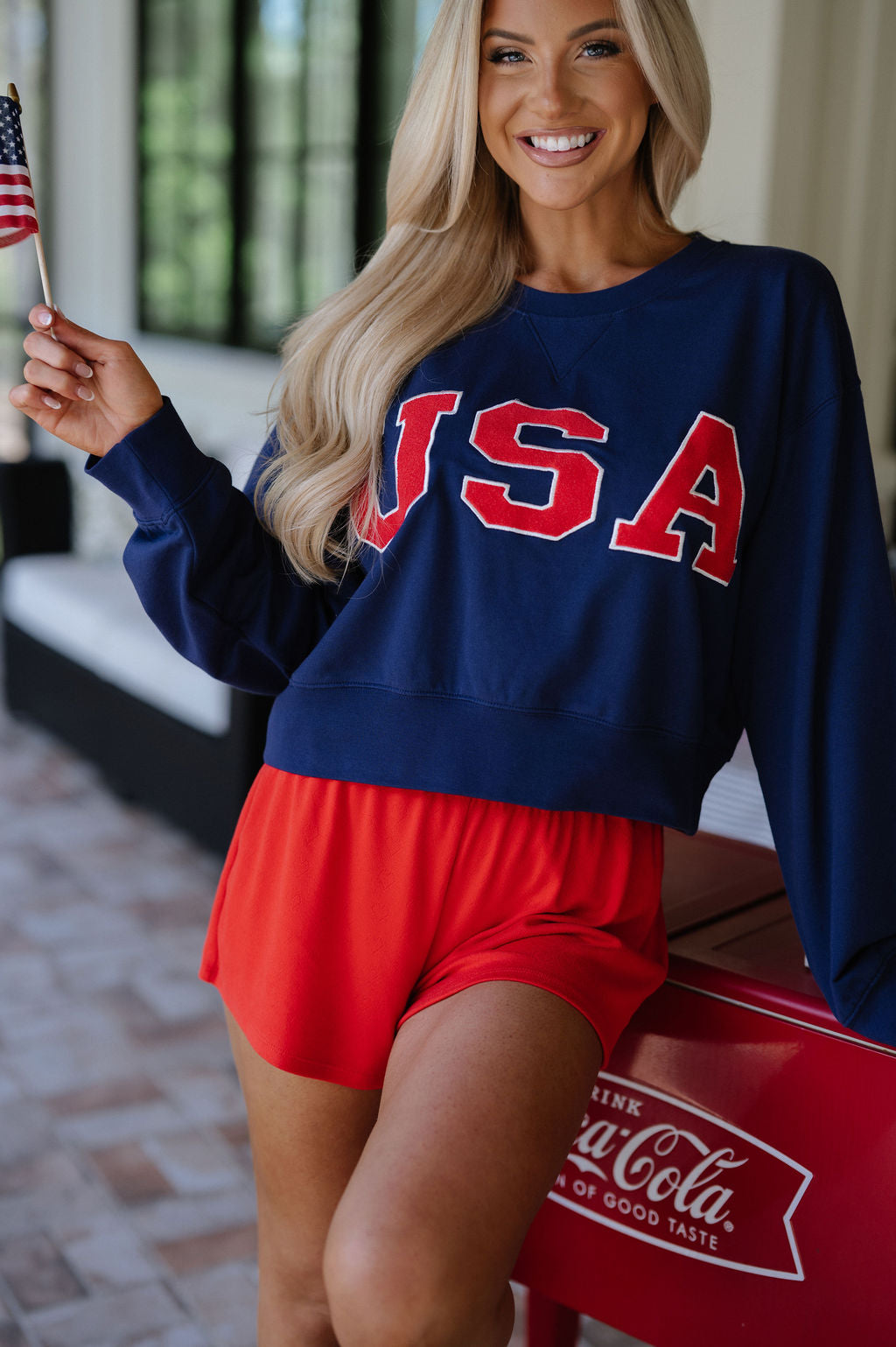 USA Cropped Sweatshirt- Navy