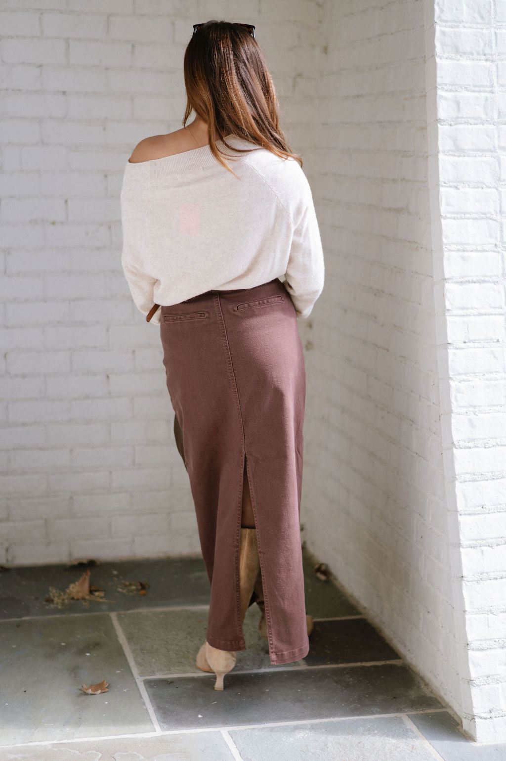 Kaylee Midi Skirt-Brown