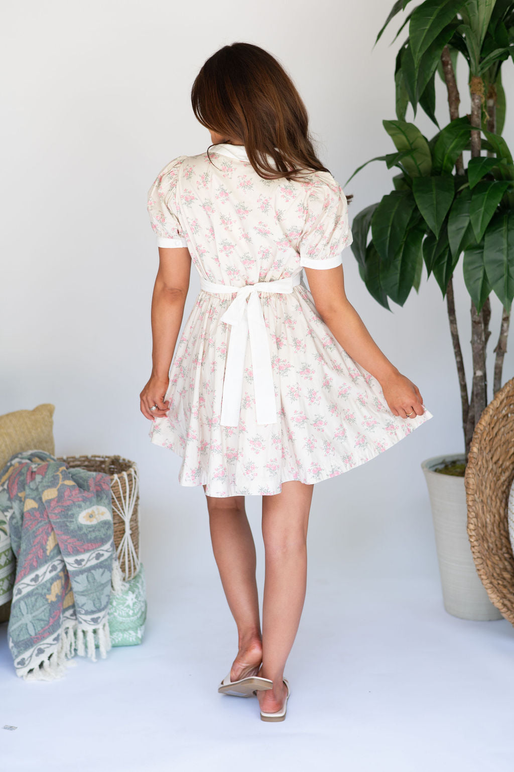 Claire Collar Mini Dress- Cream