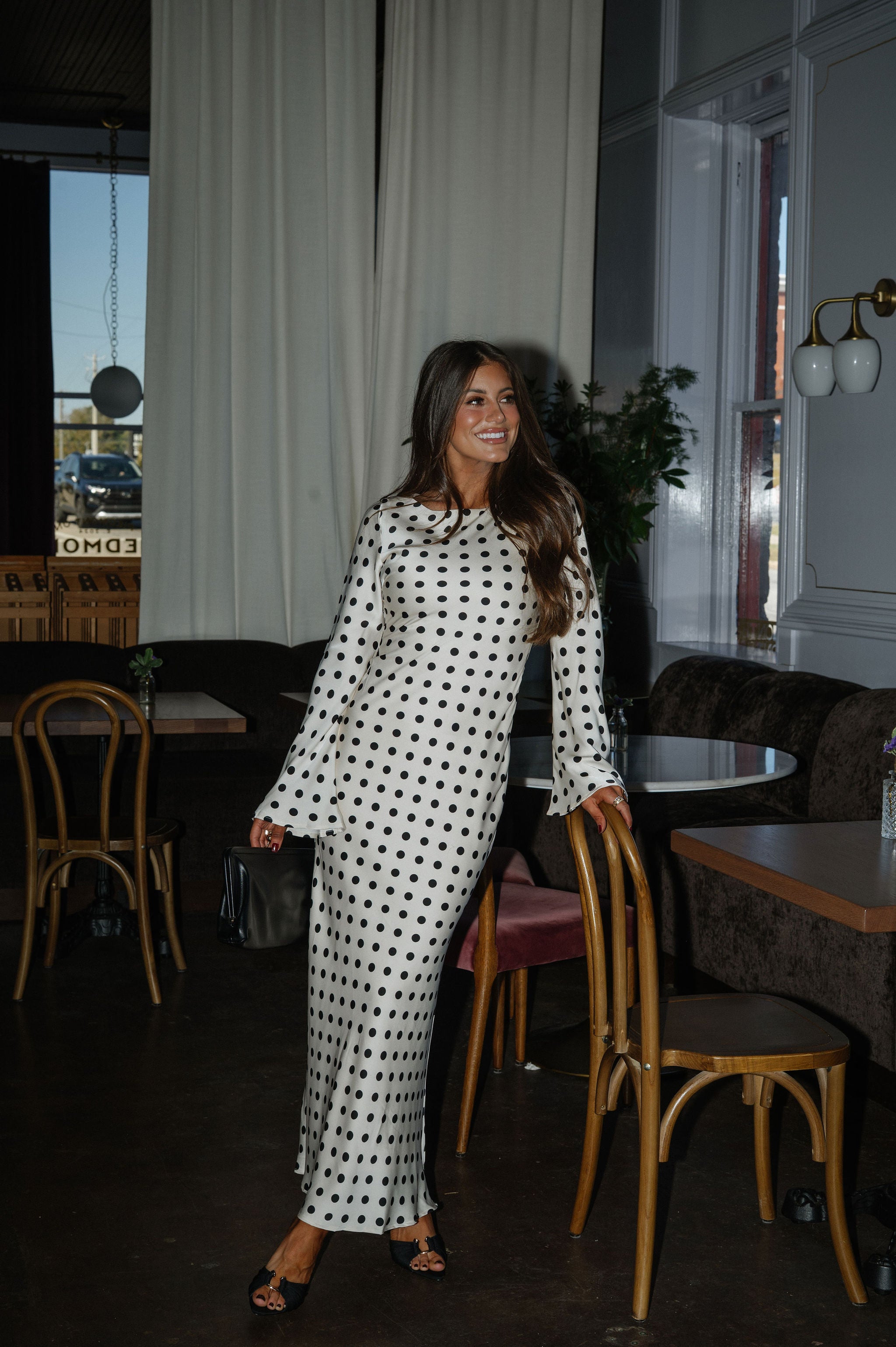 Polka Dot Maxi Dress-Ivory