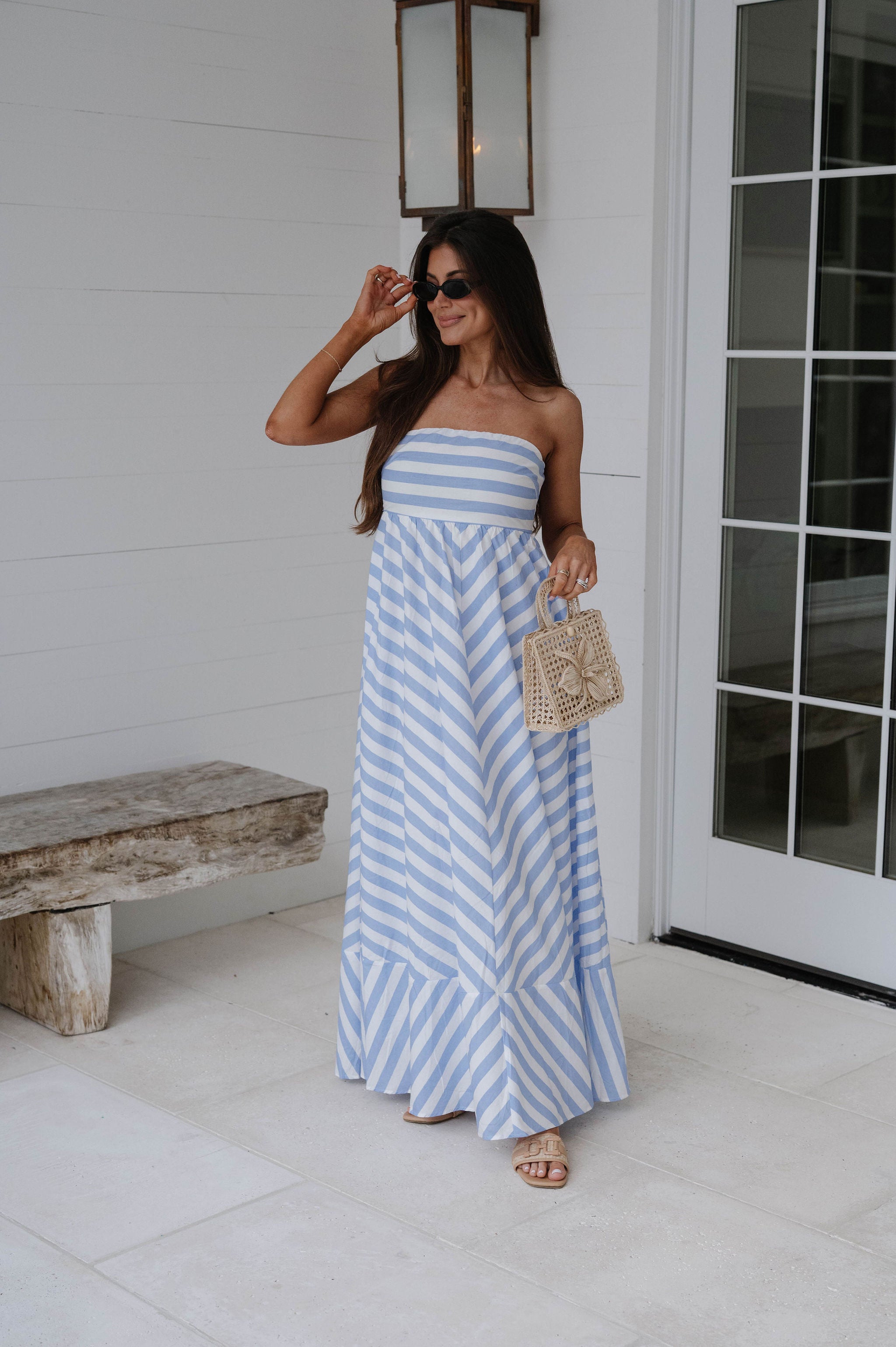Rome Striped Maxi Dress-Blue
