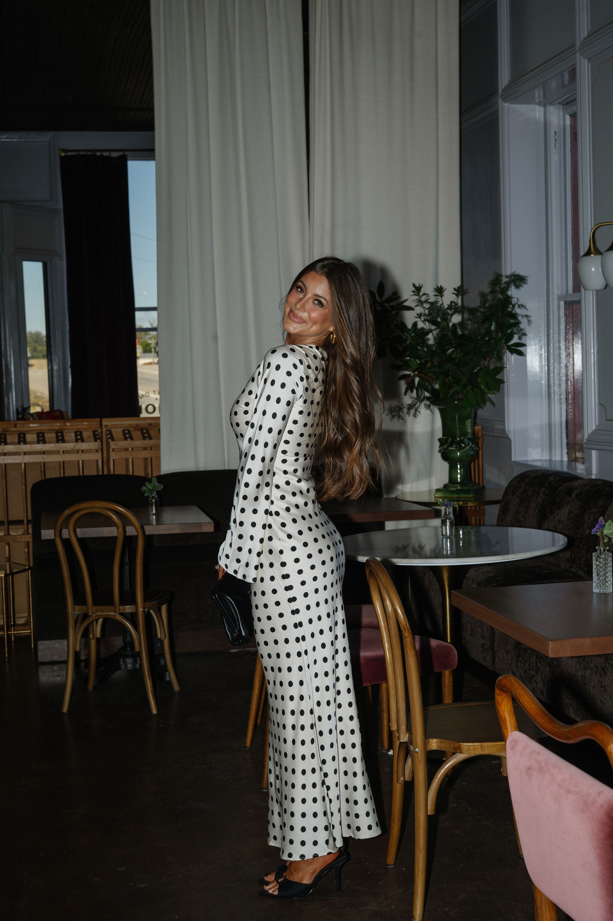 Polka Dot Maxi Dress-Ivory
