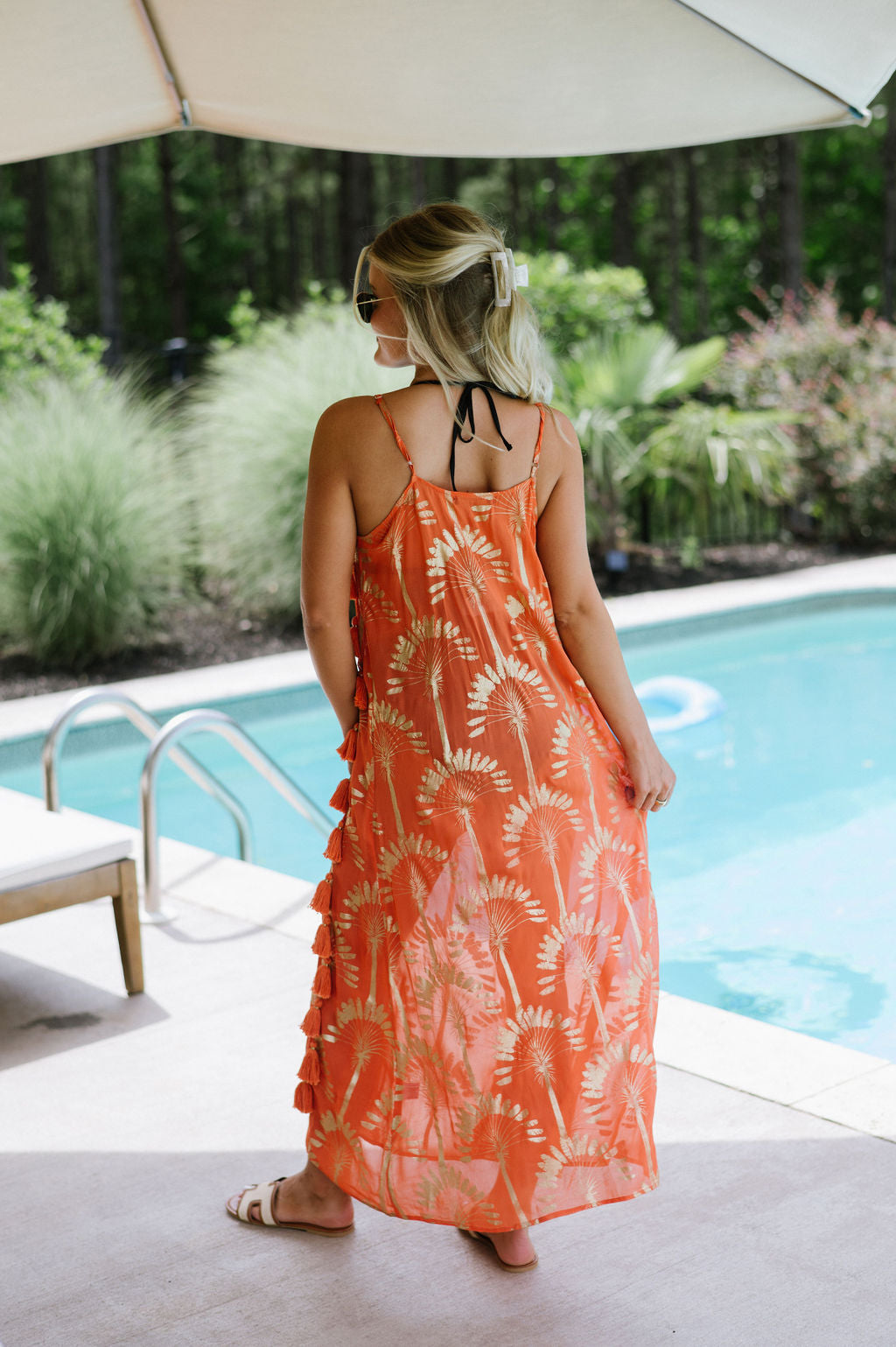 Sunset Palm Foil Cover Up Dress