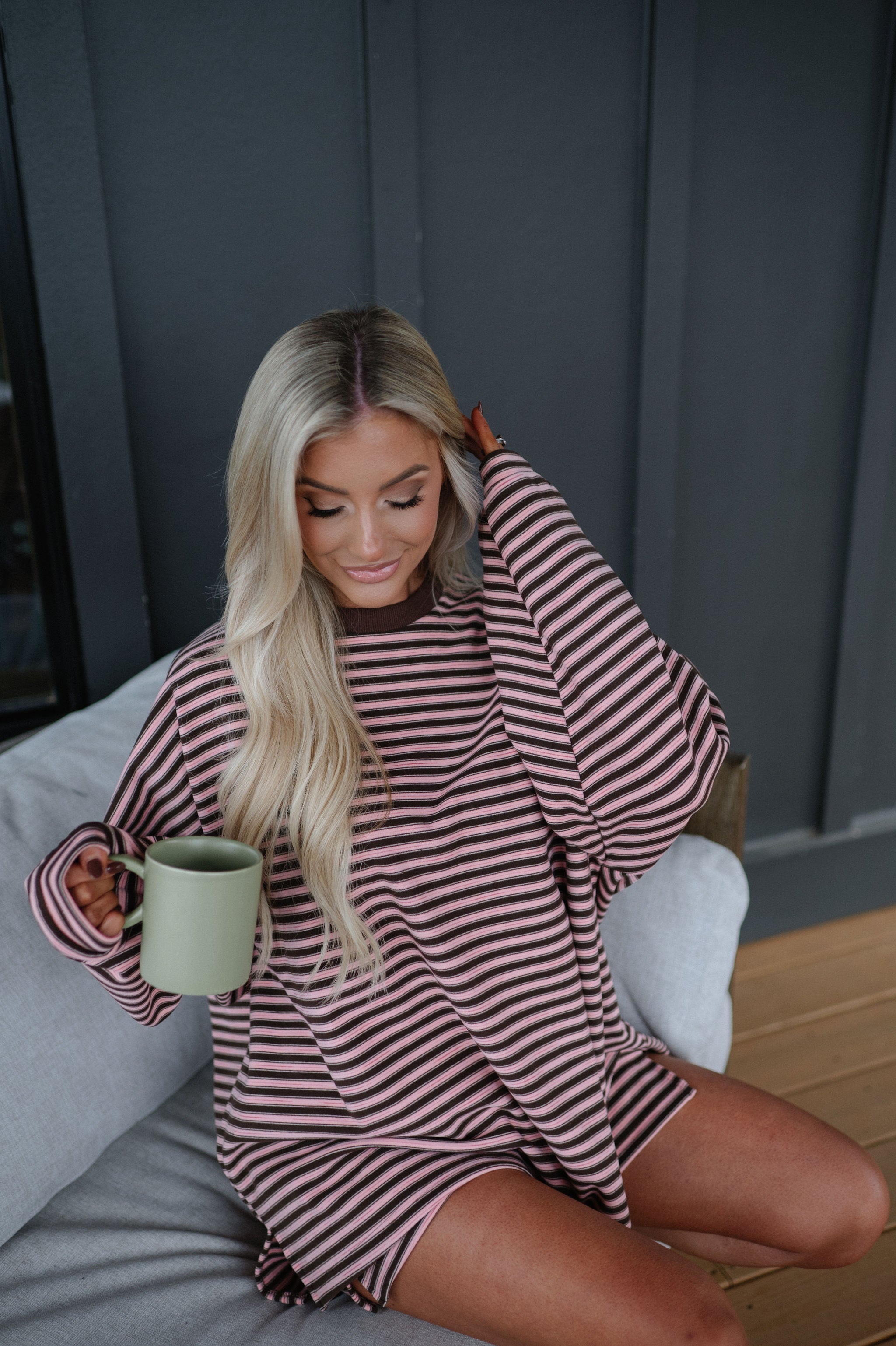 Kit Striped Shorts Set-Pink