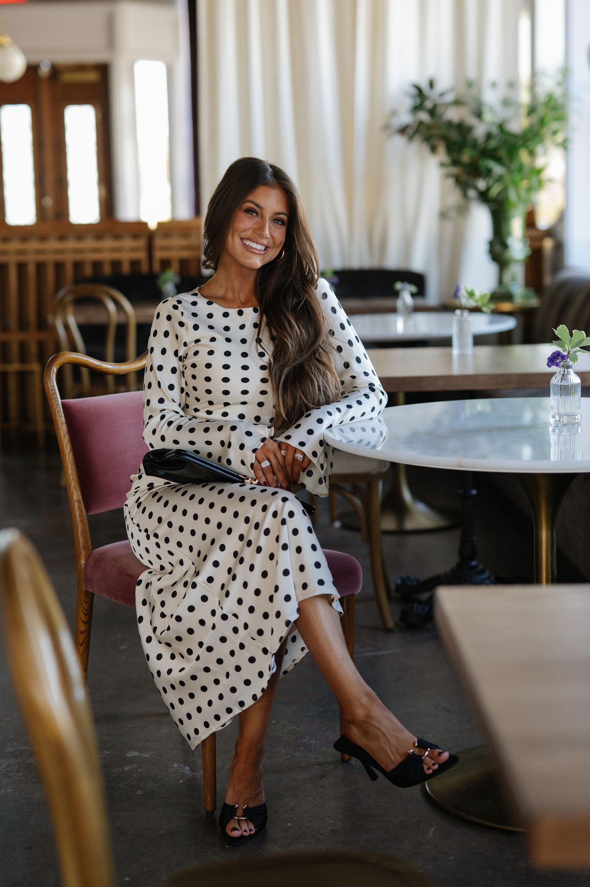 Polka Dot Maxi Dress-Ivory