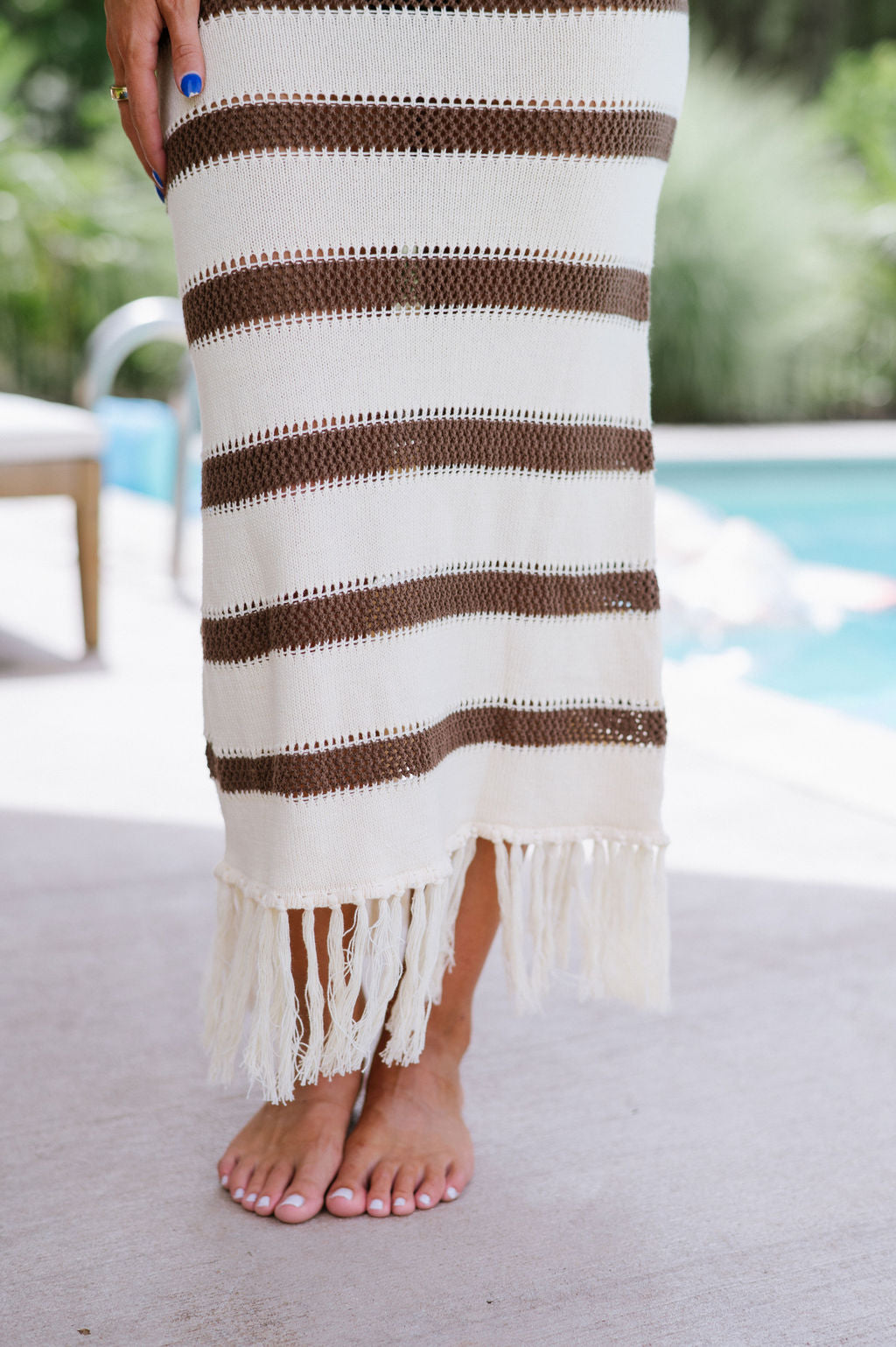 Woven Knit Cover Up Dress-Brown