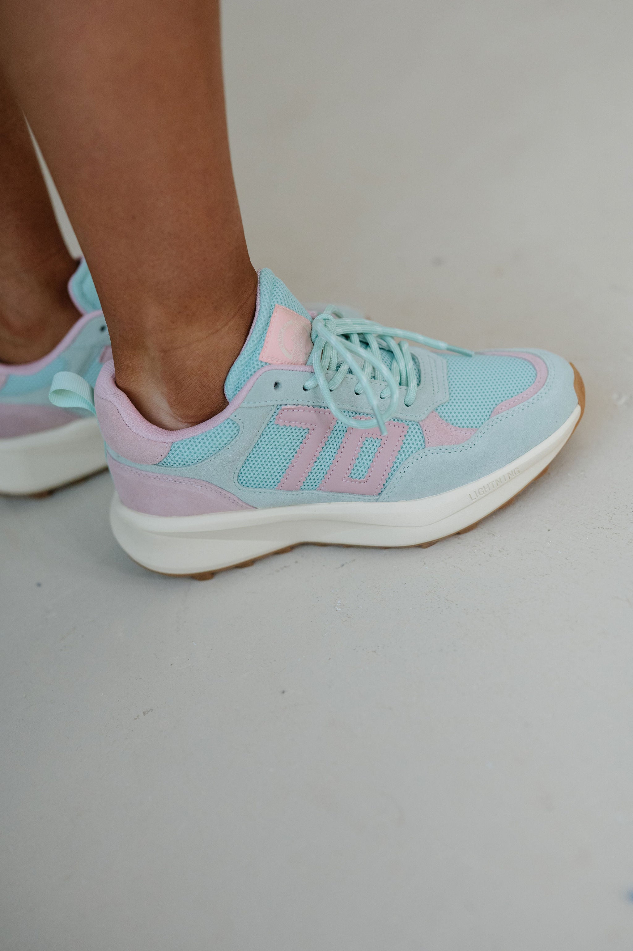 Back 70 Lightning Sneakers-Light Green/Pink