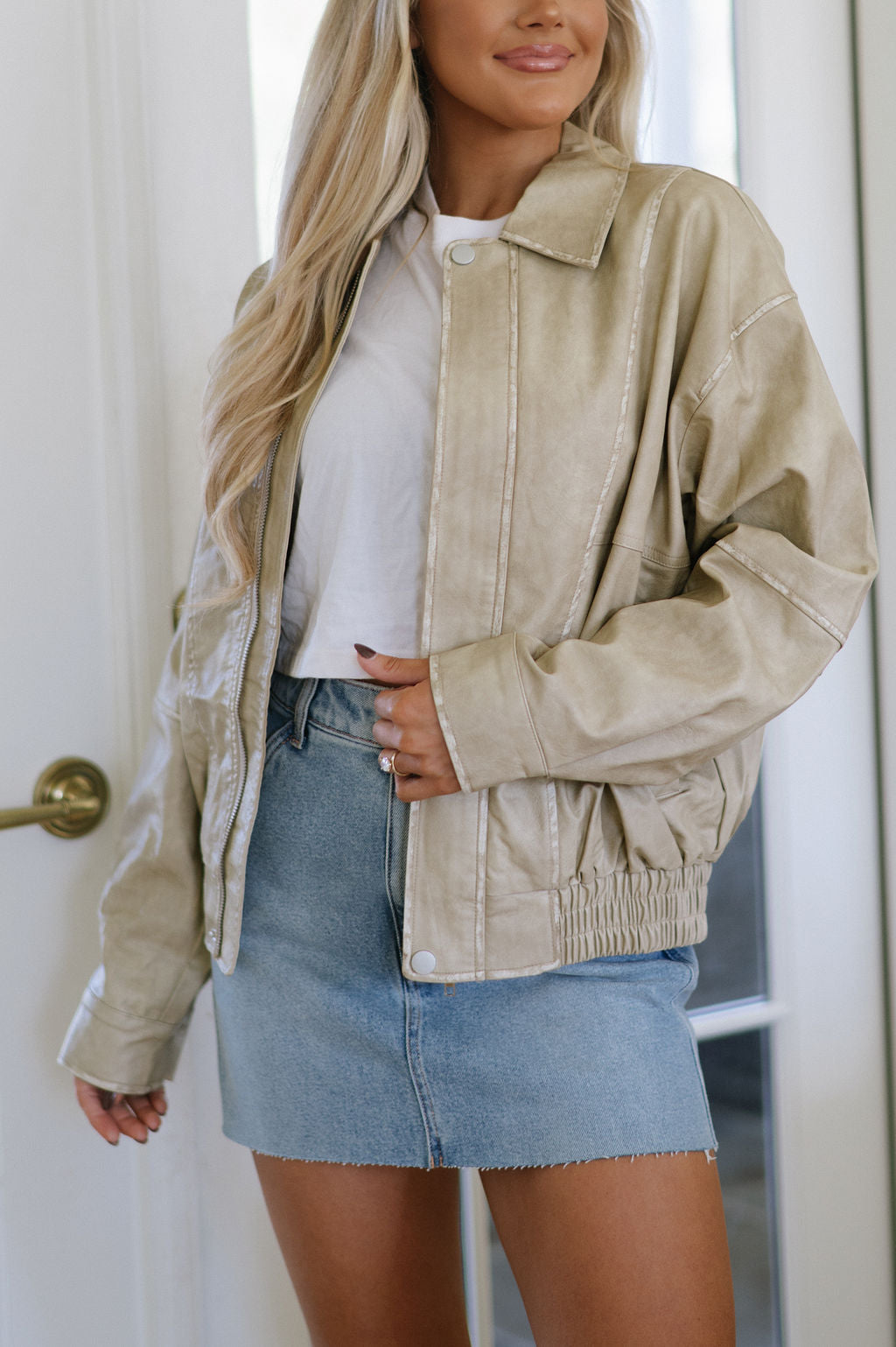 Vintage Bomber Jacket-Natural