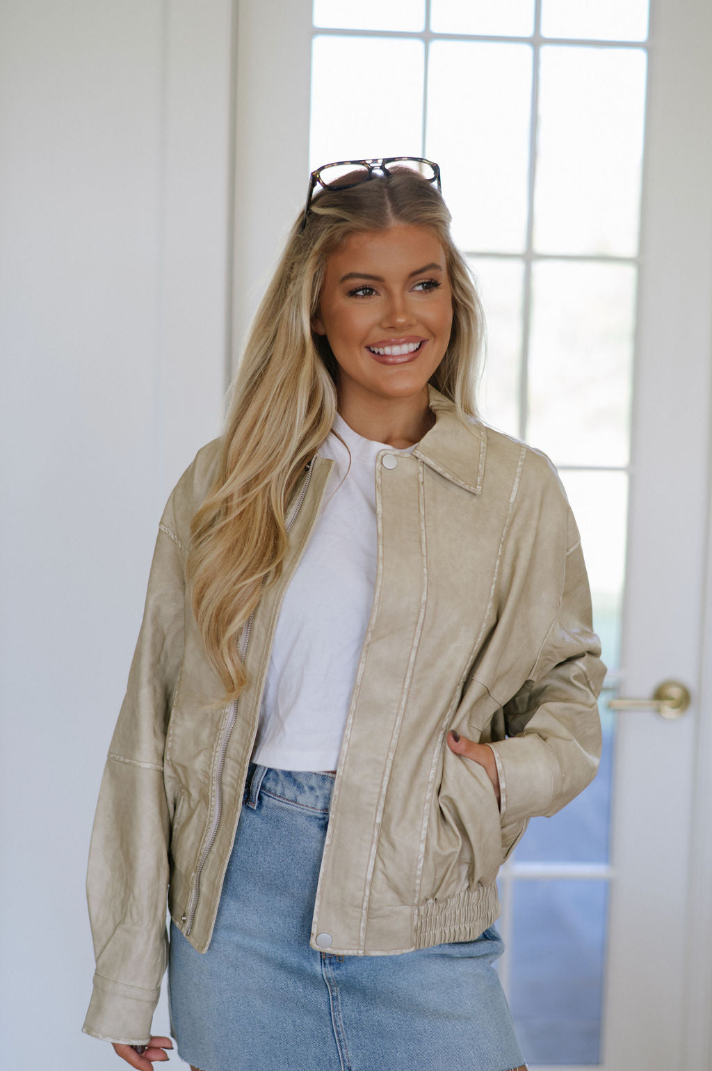 Vintage Bomber Jacket-Natural