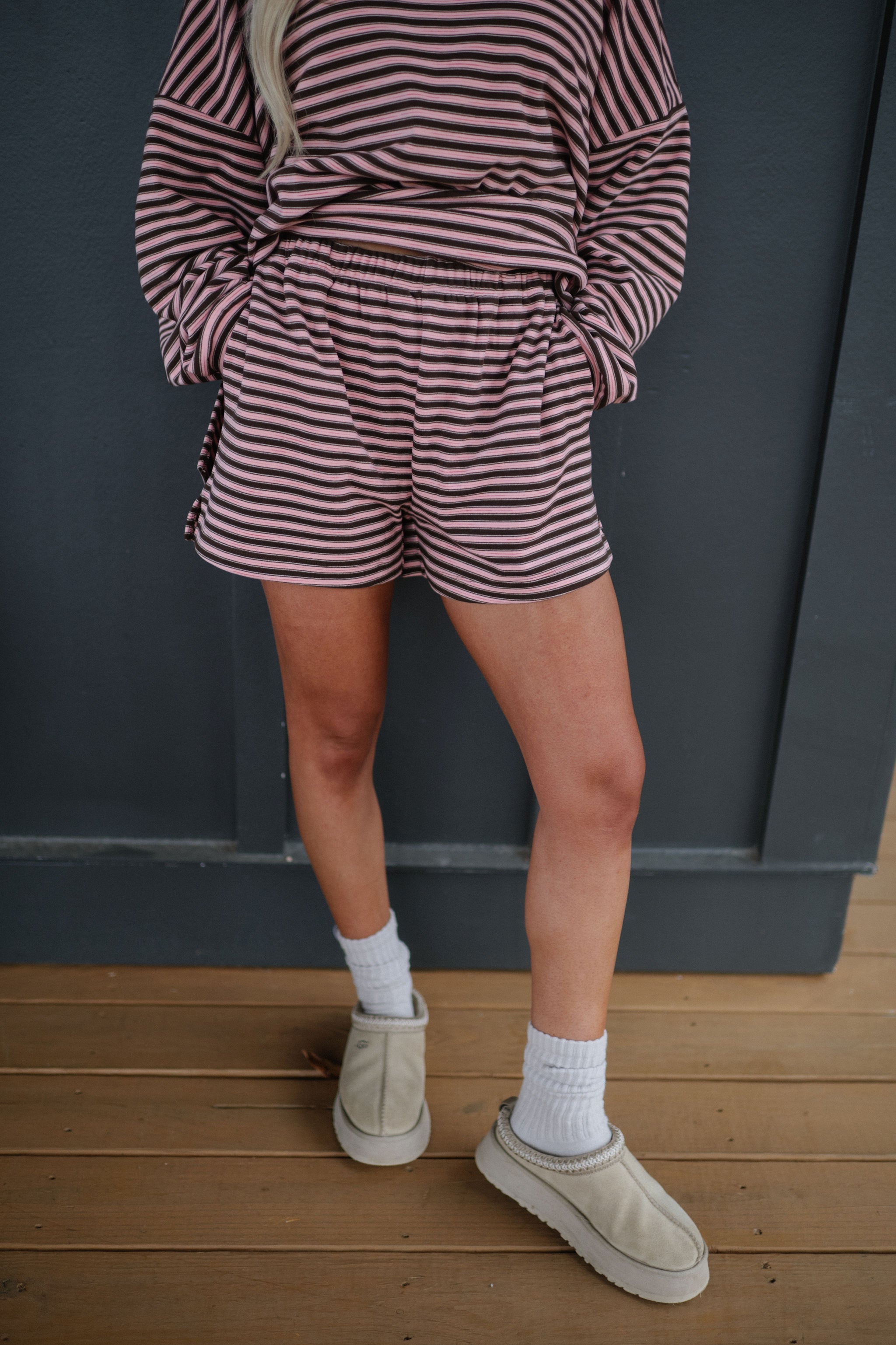 Kit Striped Shorts Set-Pink