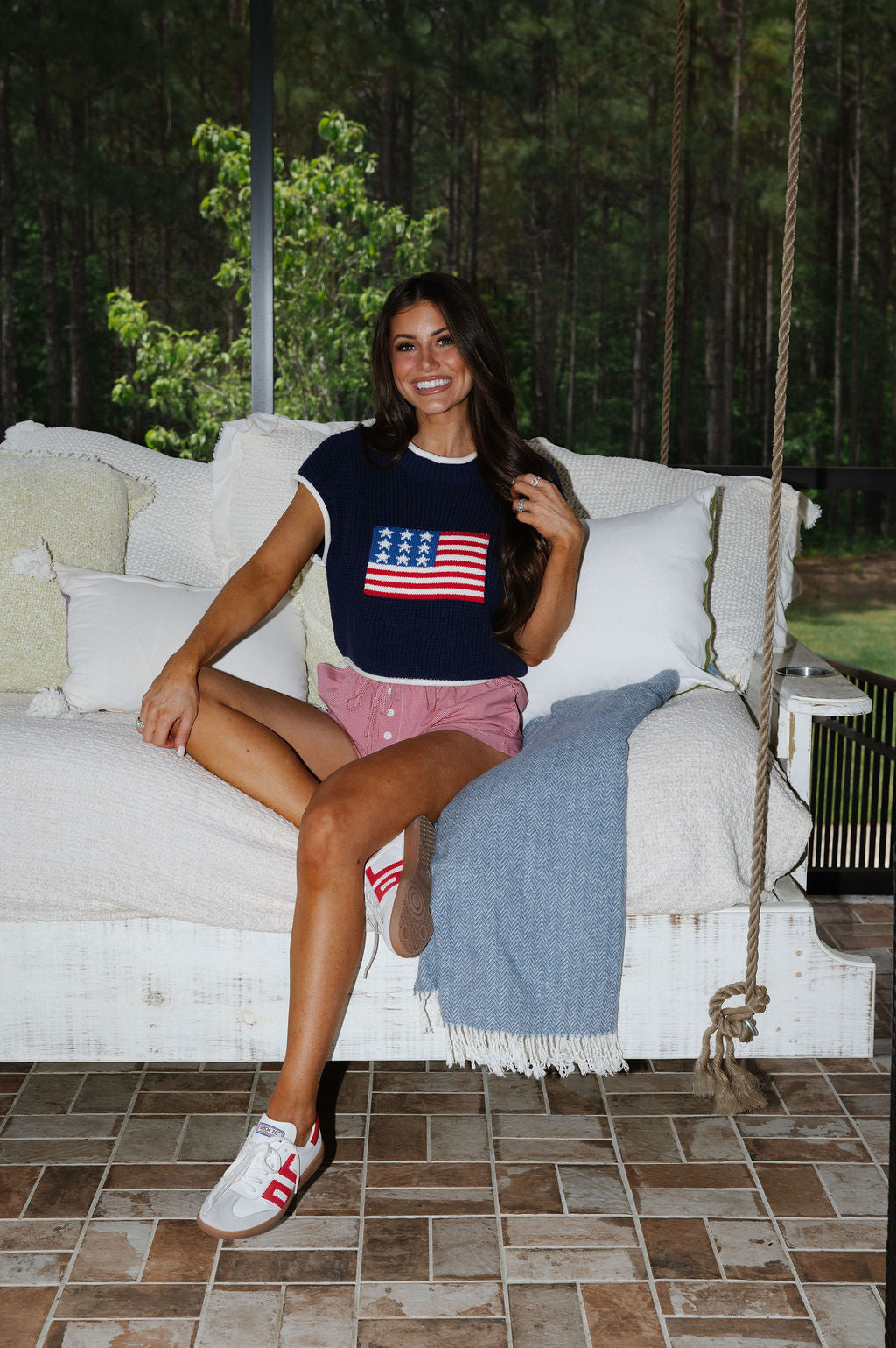Patriotic Boxy Sweater-Navy