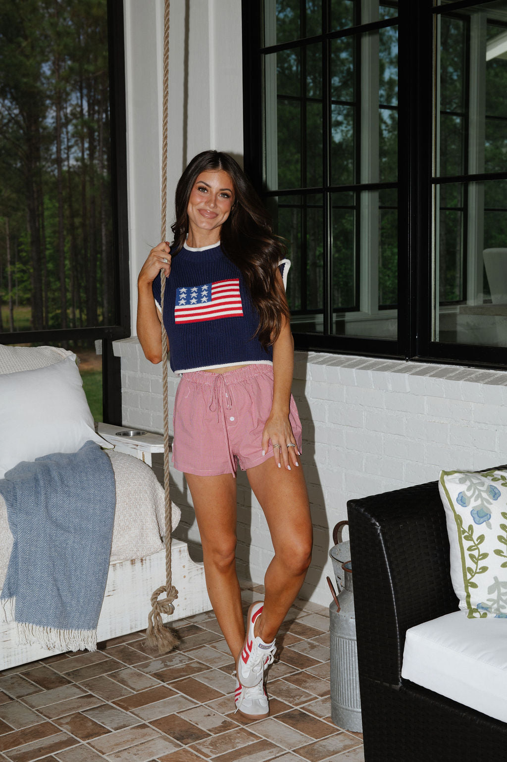 Patriotic Boxy Sweater-Navy