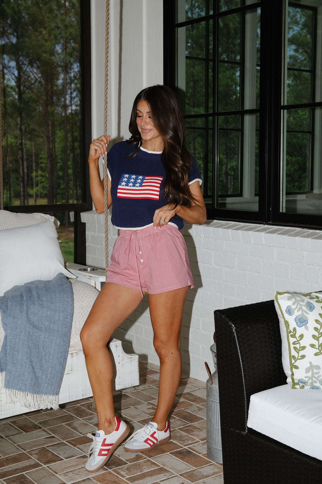 Patriotic Boxy Sweater-Navy