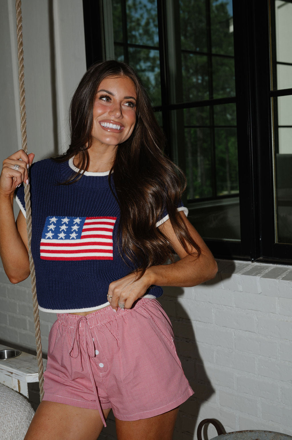 Patriotic Boxy Sweater-Navy