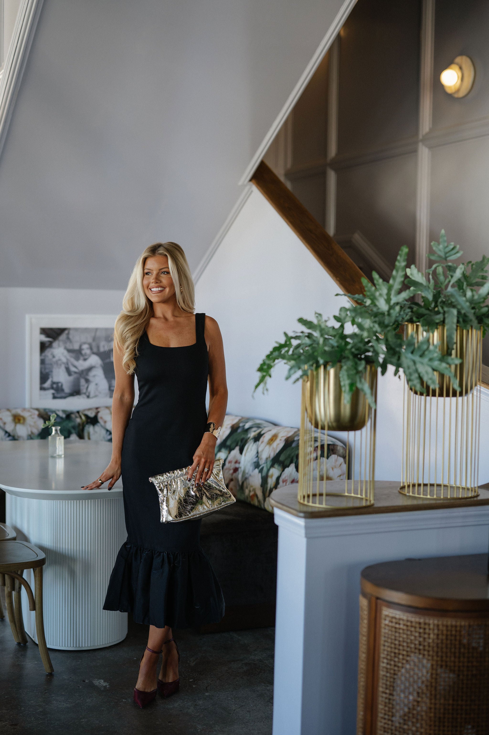 Annelise Mixed Media Dress-Black