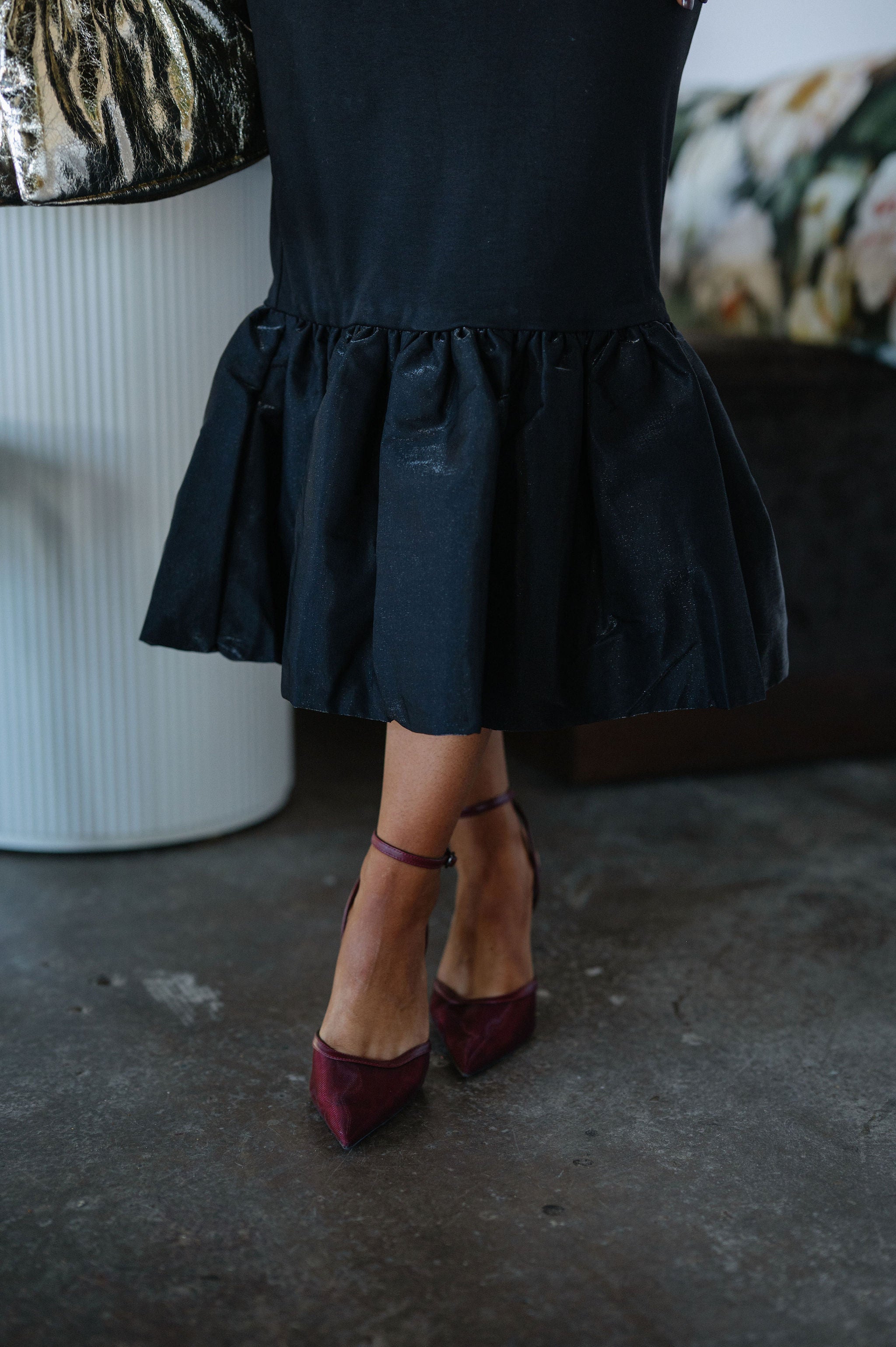 Annelise Mixed Media Dress-Black