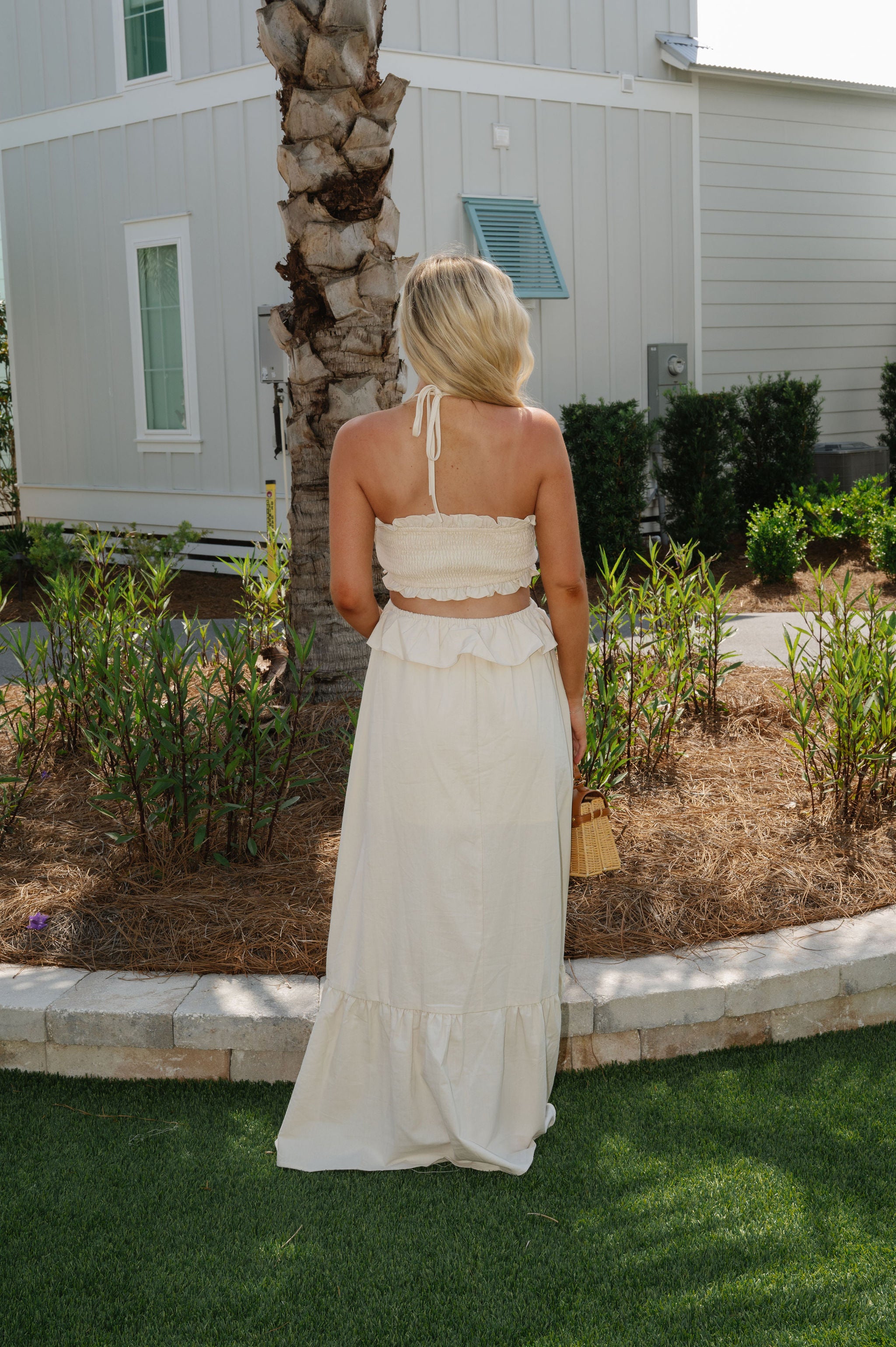 Terra Cut Out Maxi Dress-Light Oatmeal
