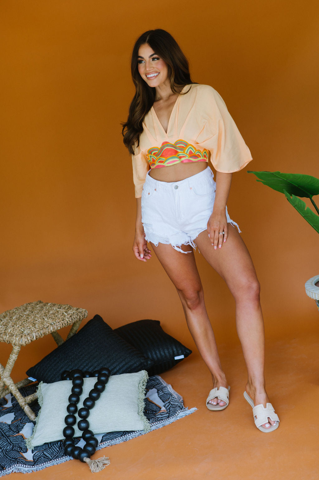 Baylor Embroidered Crop Top