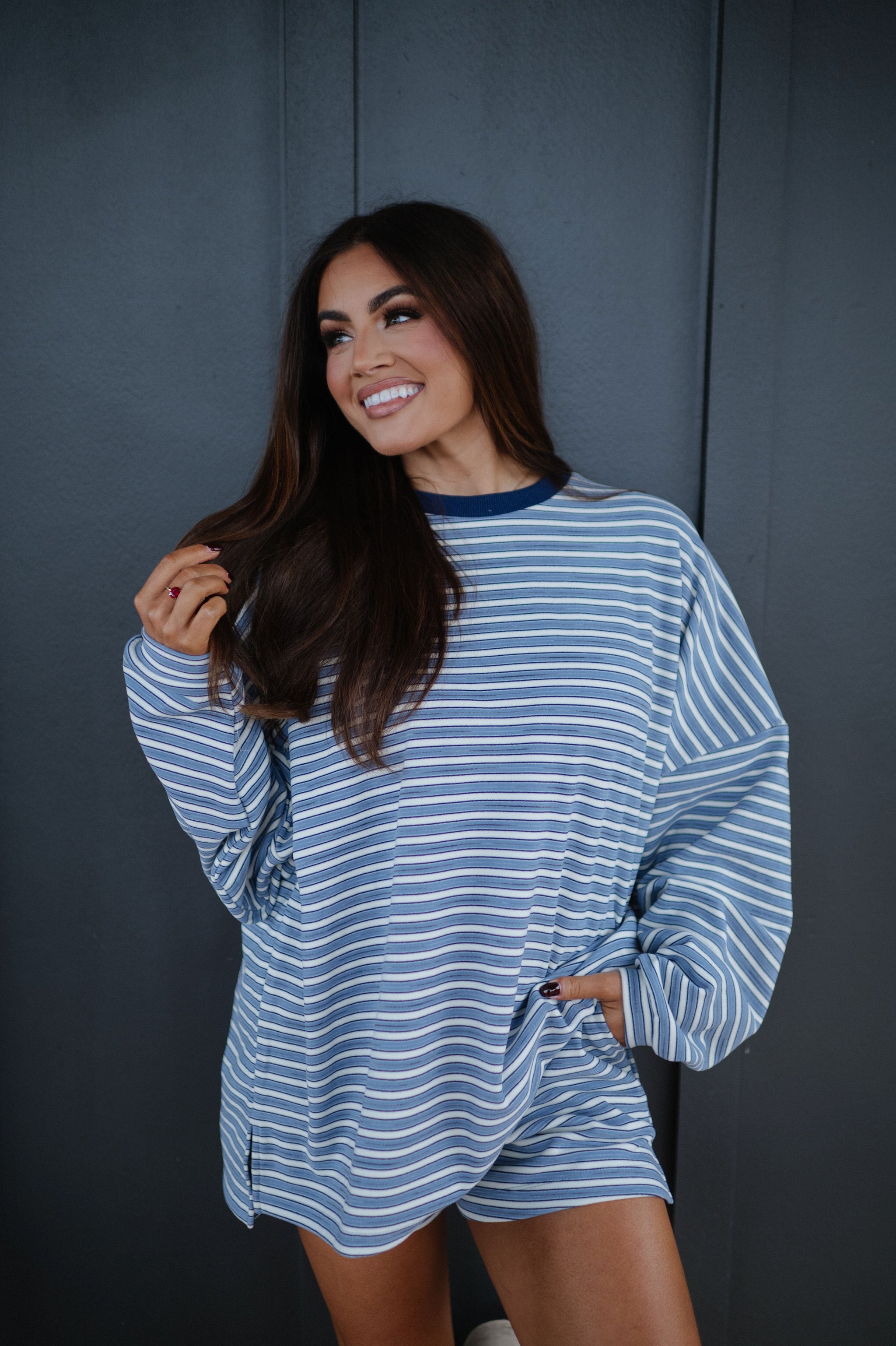 Kit Striped Shorts Set-Blue