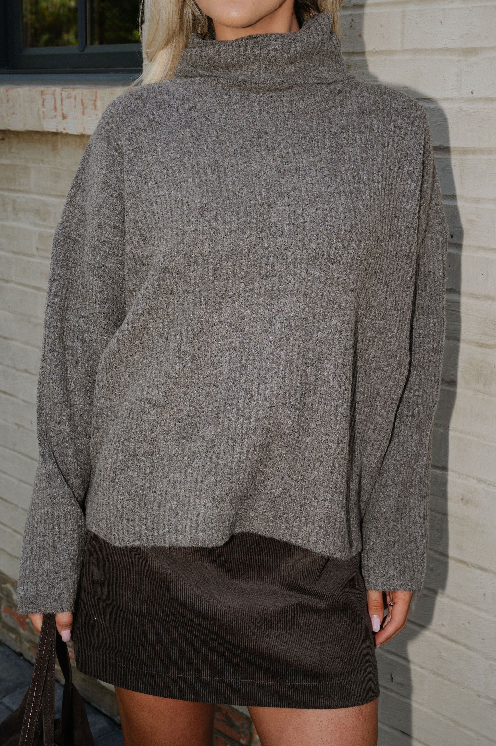Melrose Turtleneck Sweater-Brown