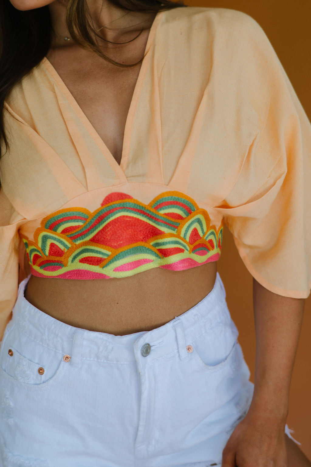 Baylor Embroidered Crop Top