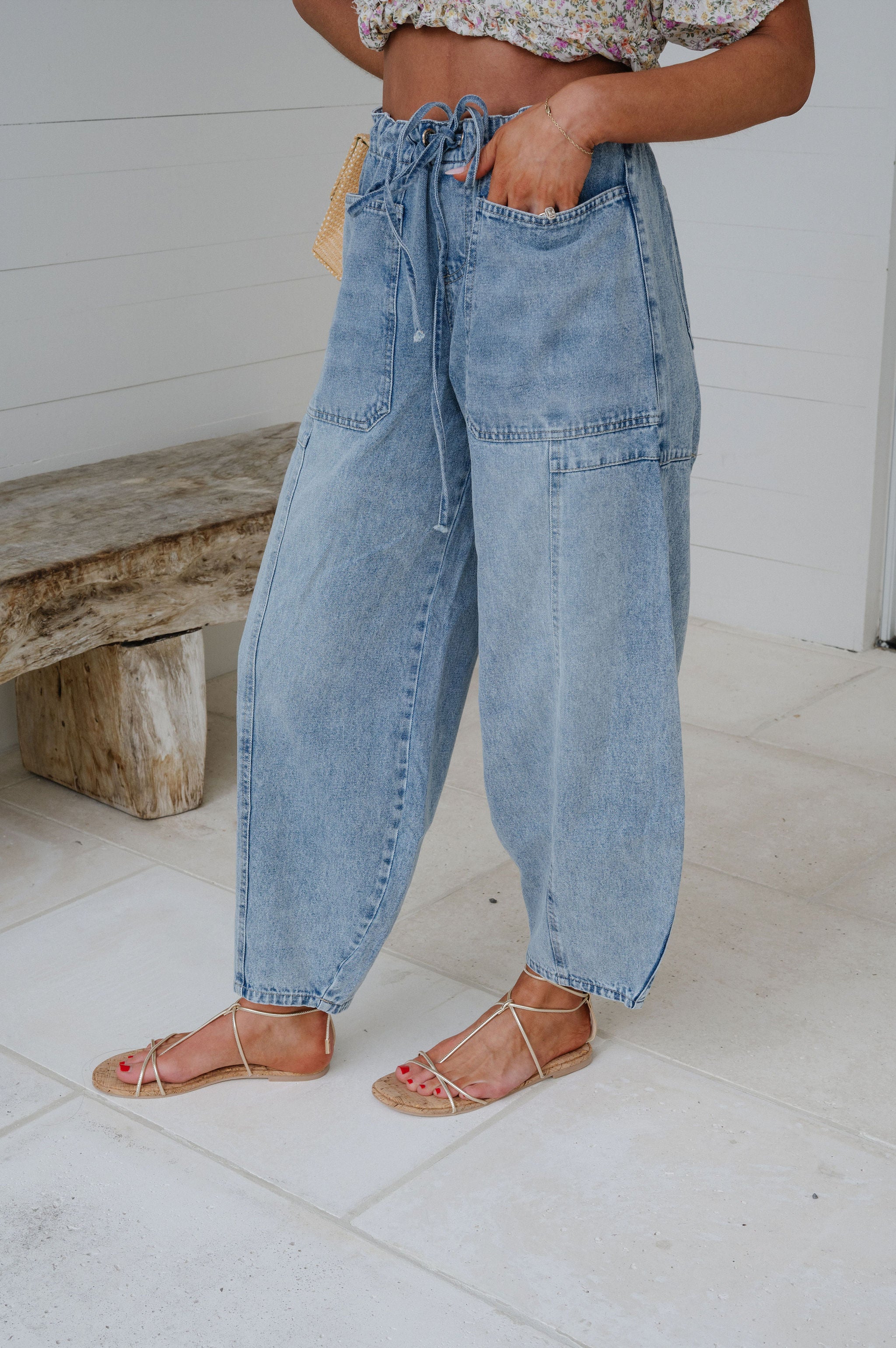 Holly Drawstring Barrel Jeans