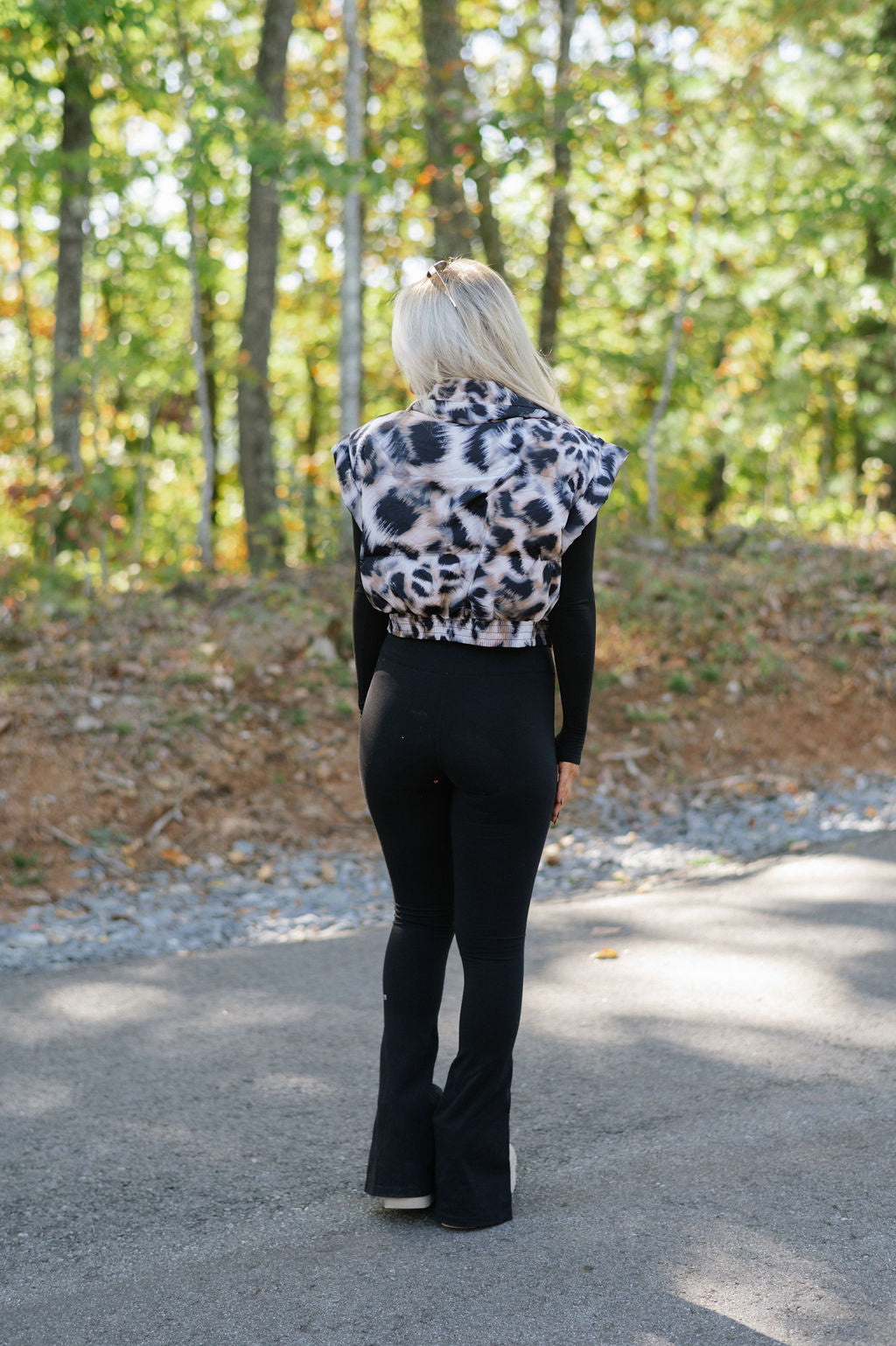 Animal Print Cropped Puffer Vest