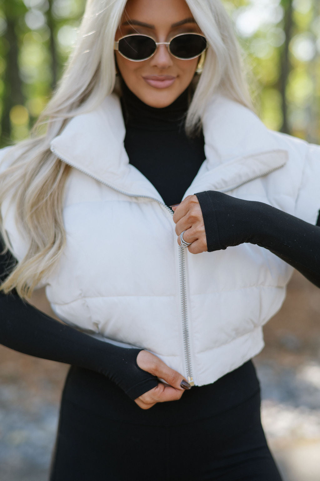 Meagan Puffer Vest-Cream