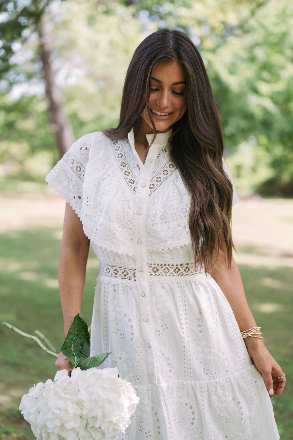 Nell Embroidered Maxi Dress-White