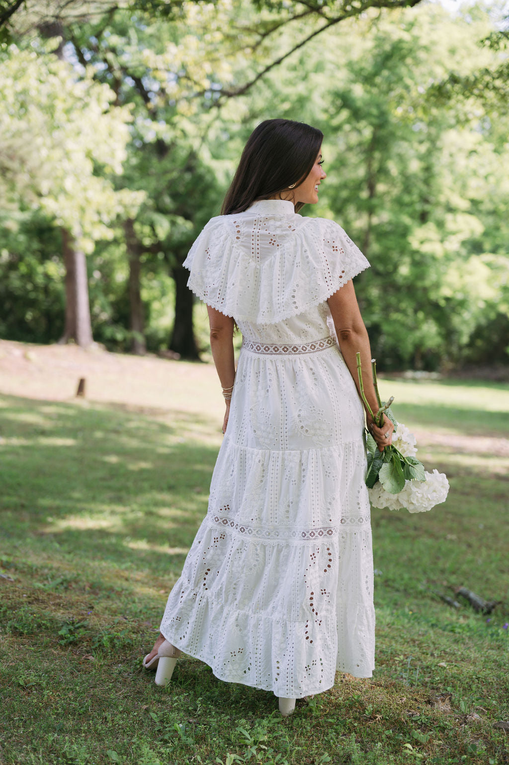 Nell Embroidered Maxi Dress-White