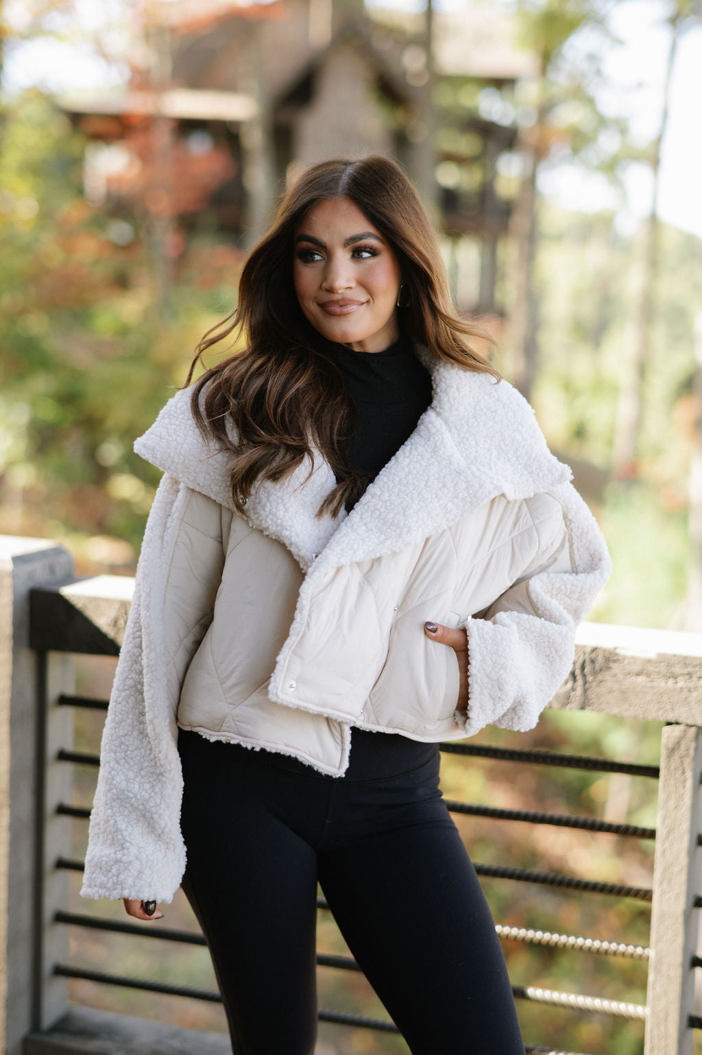 Darcy Quilted Sherpa Jacket-Taupe