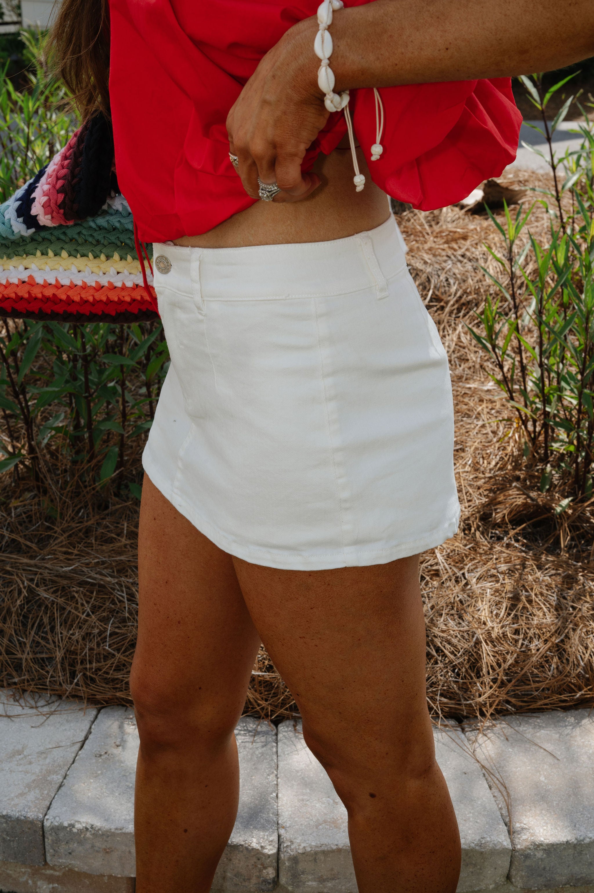 Rosie Micro Denim Skort-White (petite!)