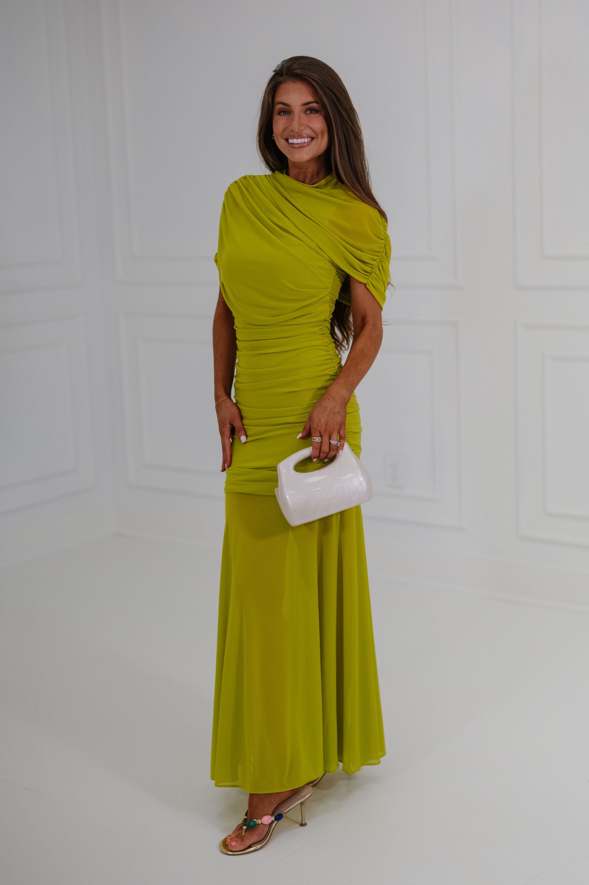 Tara Draped Maxi Dress-Pistachio