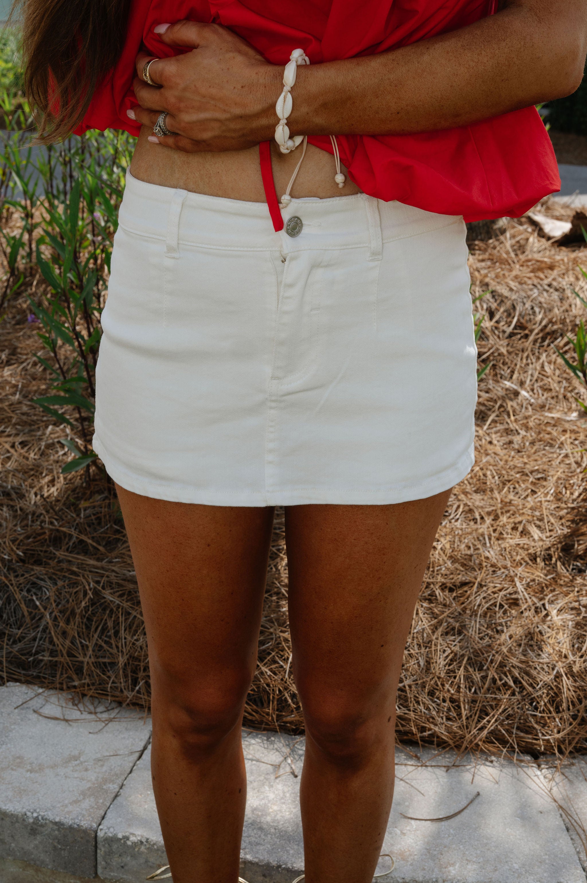 Rosie Micro Denim Skort-White (petite!)