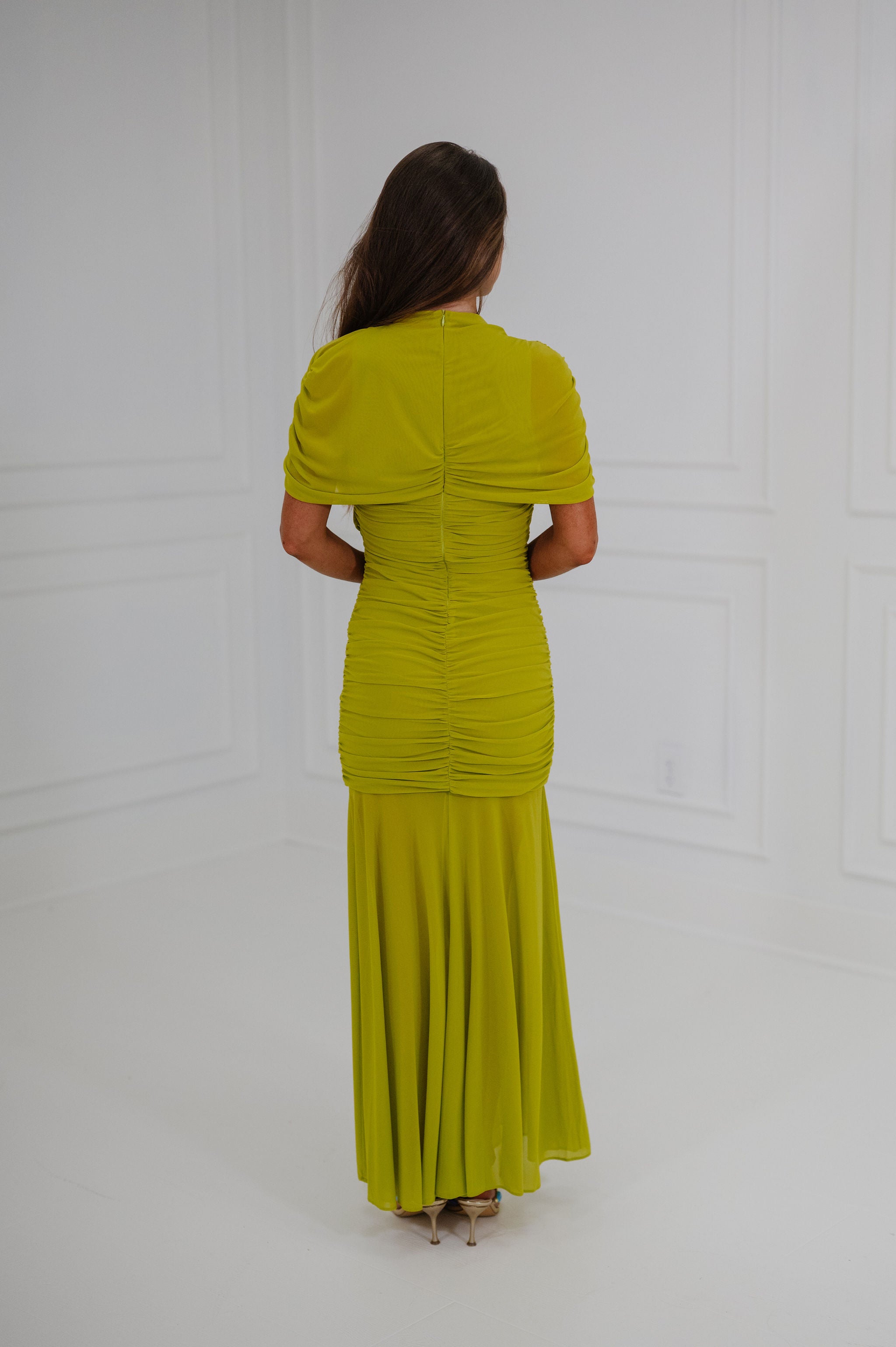 Tara Draped Maxi Dress-Pistachio