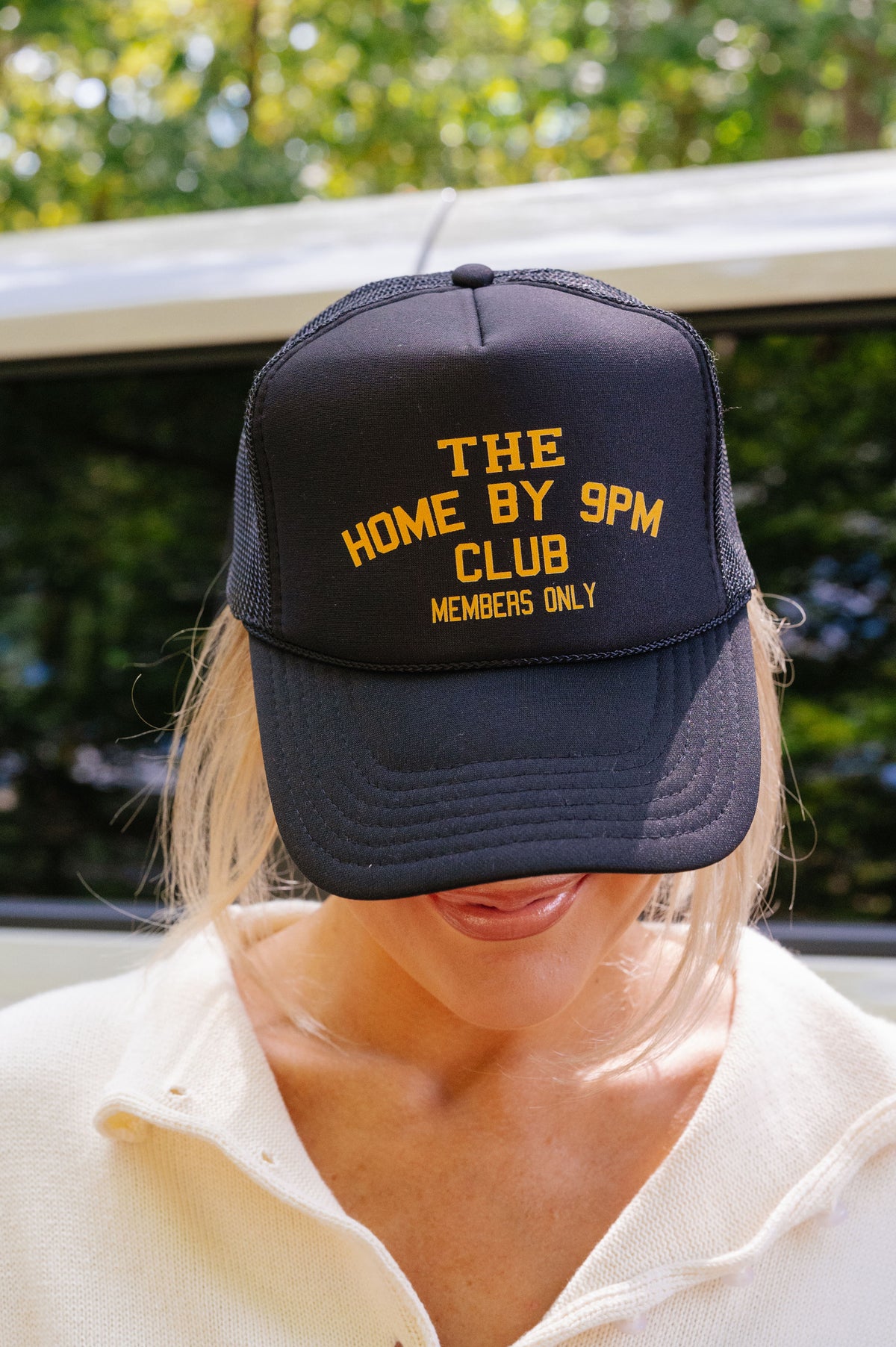"Home by 9PM Club" Trucker Hat