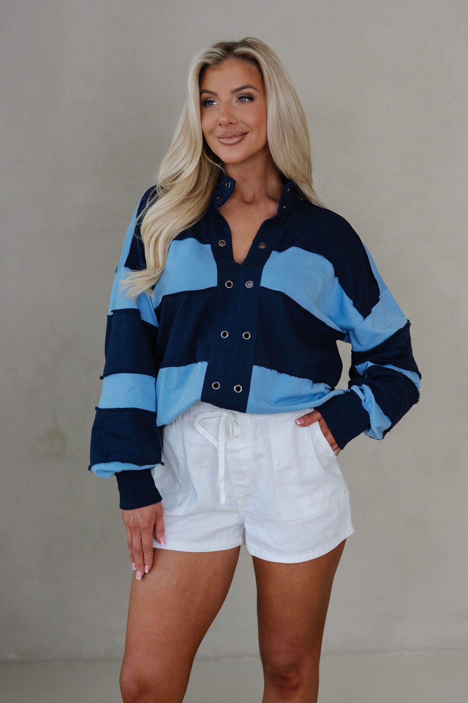 Tatum Colorblock Pullover-Blue Combo