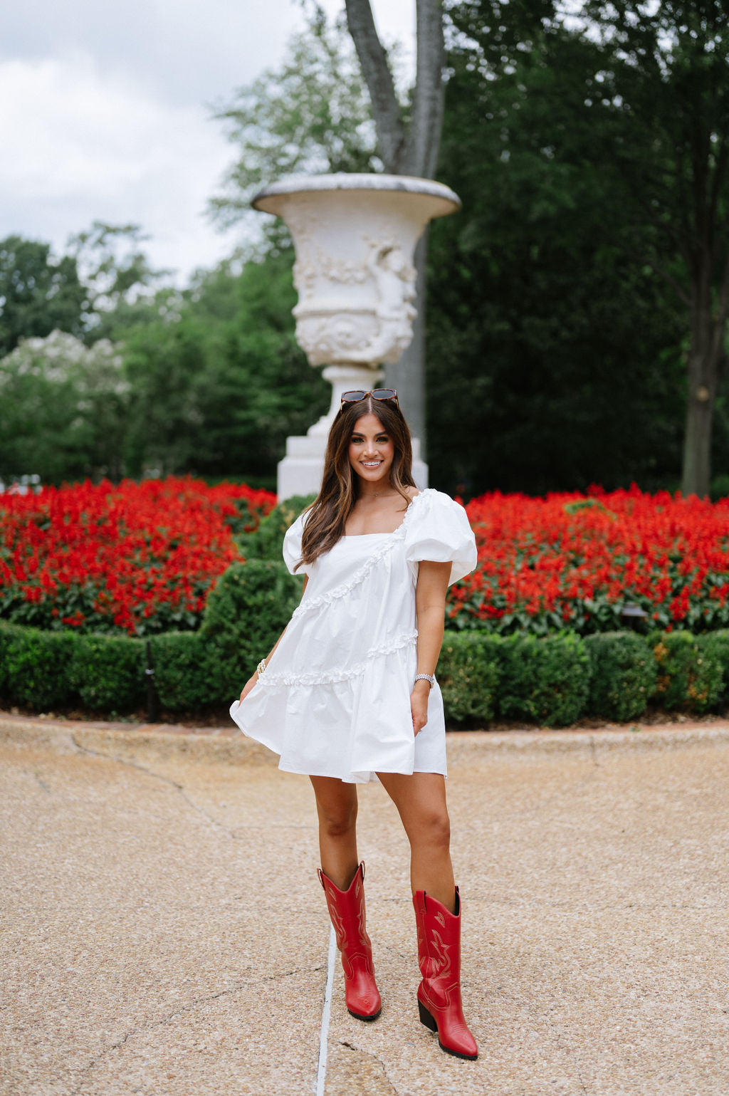 Ruffle Poplin Dress-Off White