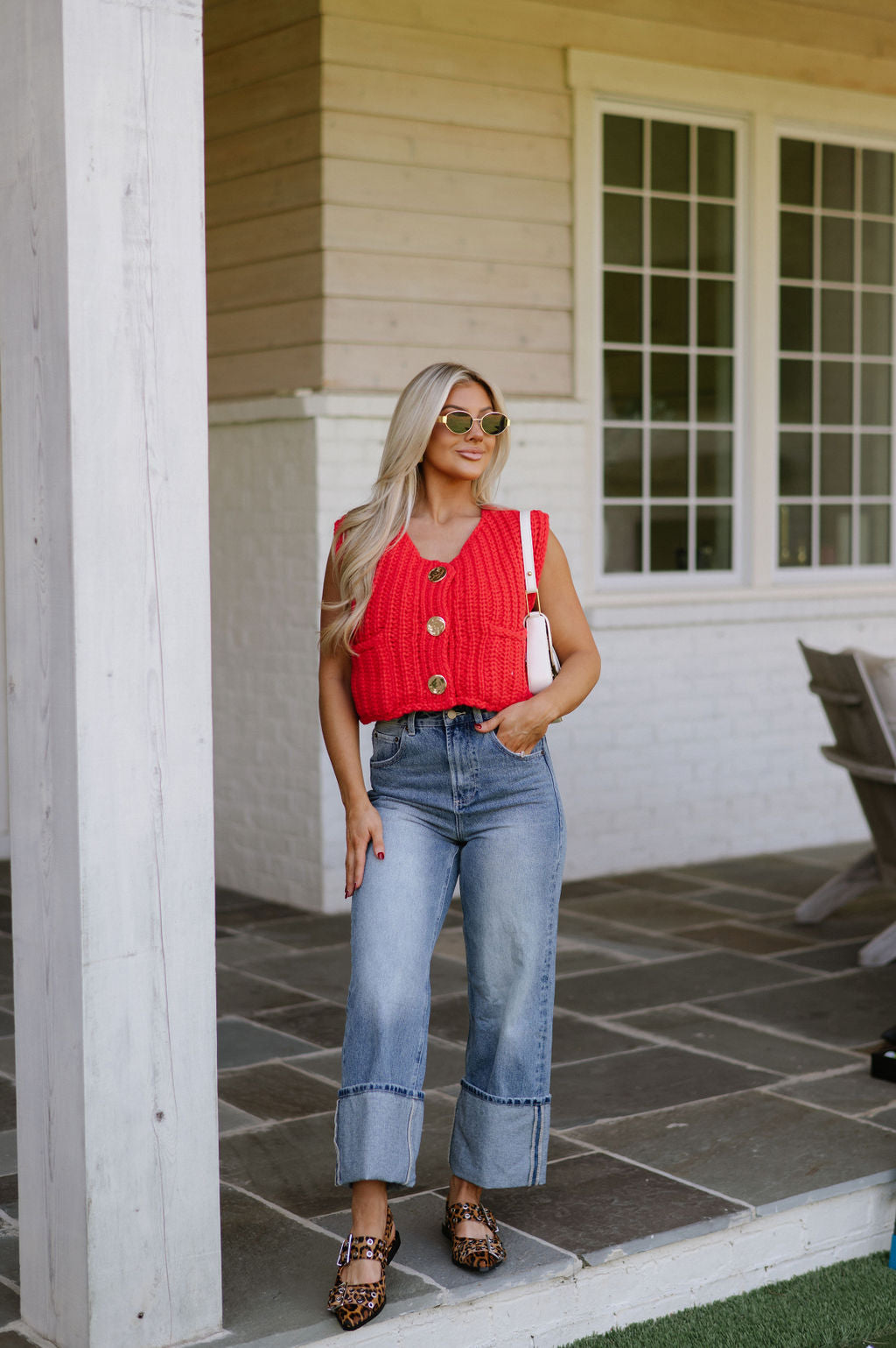 Bowie Sweater Vest-Red