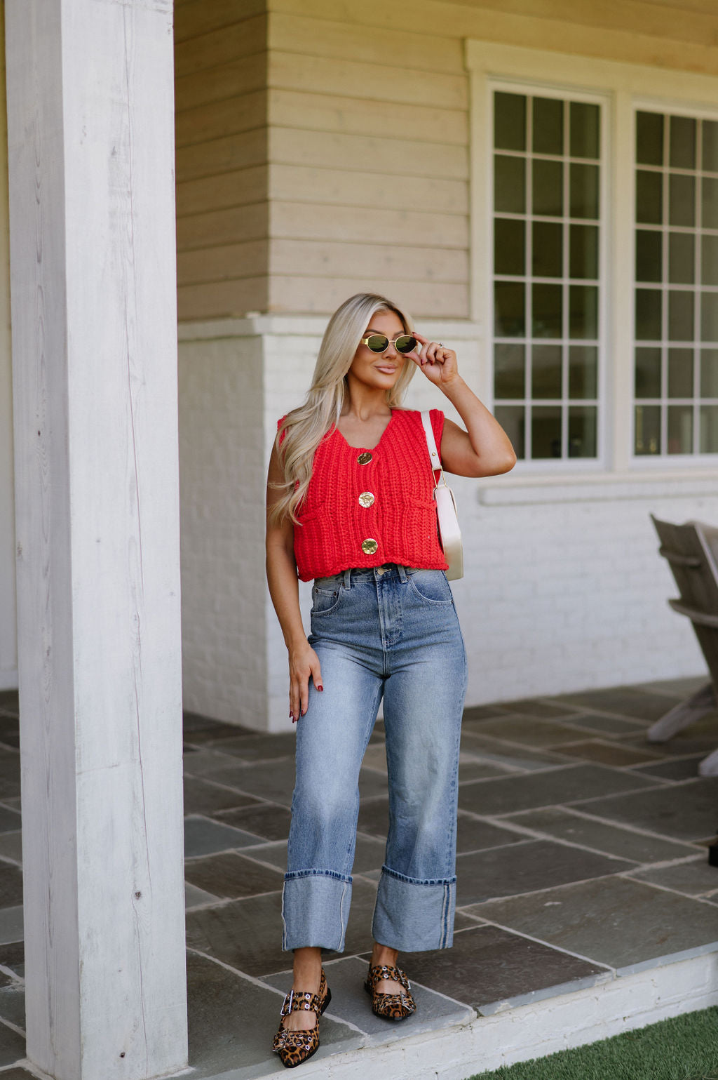 Bowie Sweater Vest-Red