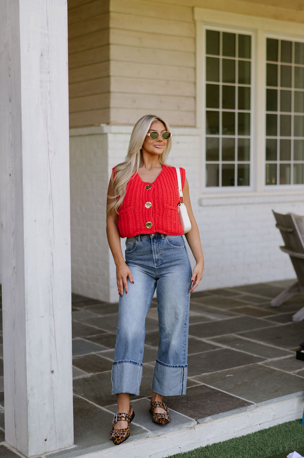 Bowie Sweater Vest-Red