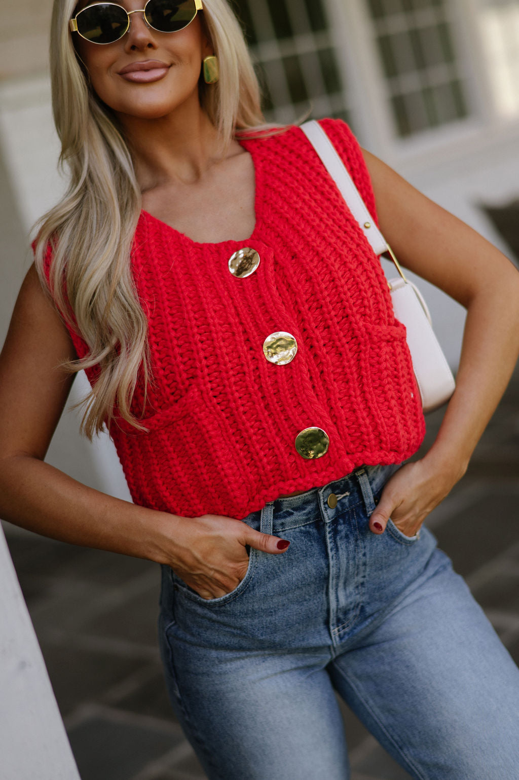 Bowie Sweater Vest-Red