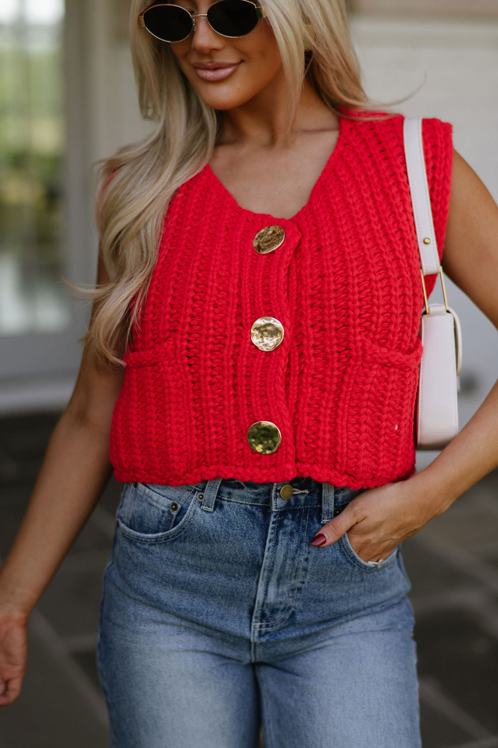 Bowie Sweater Vest-Red