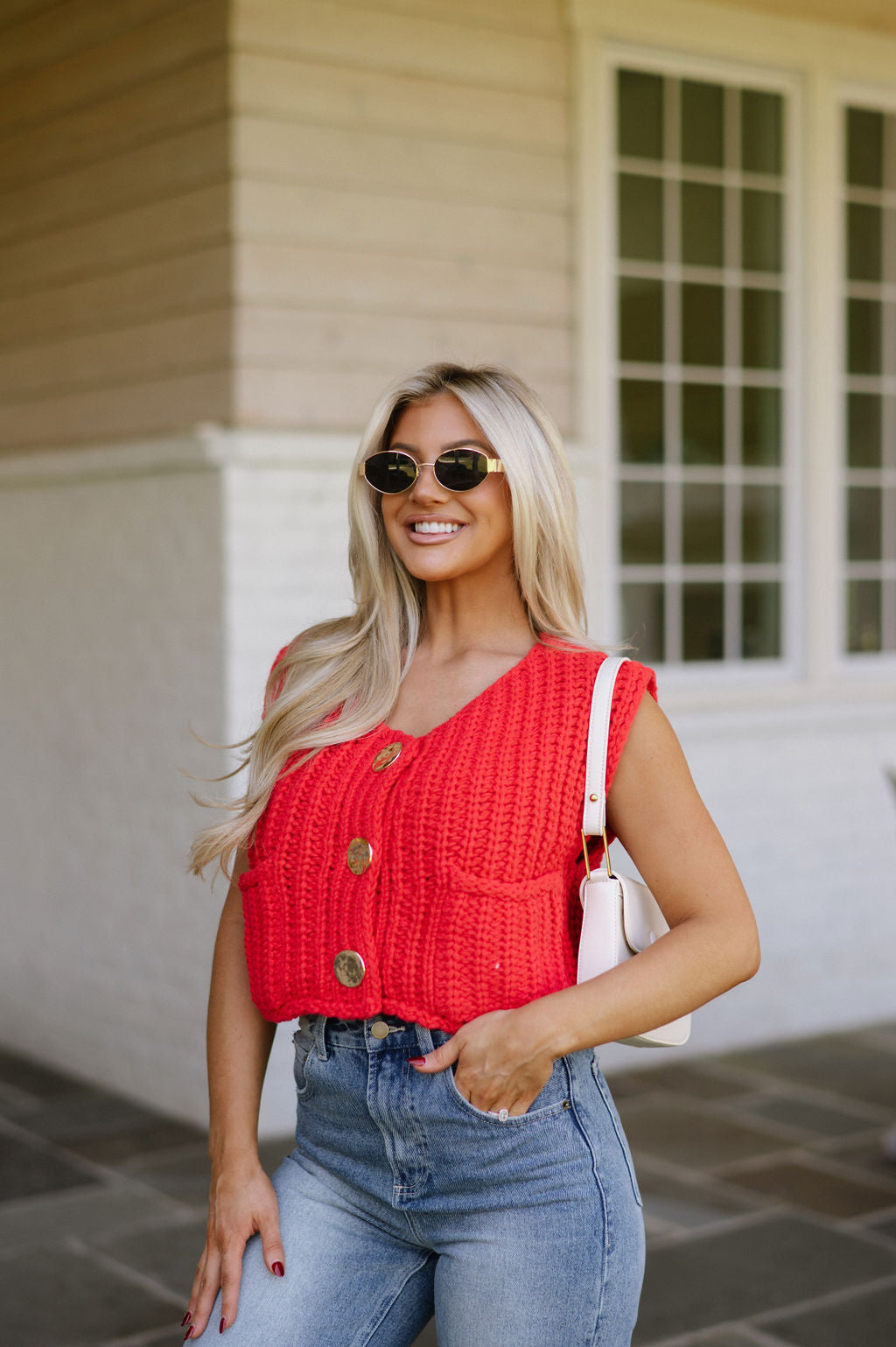 Bowie Sweater Vest-Red