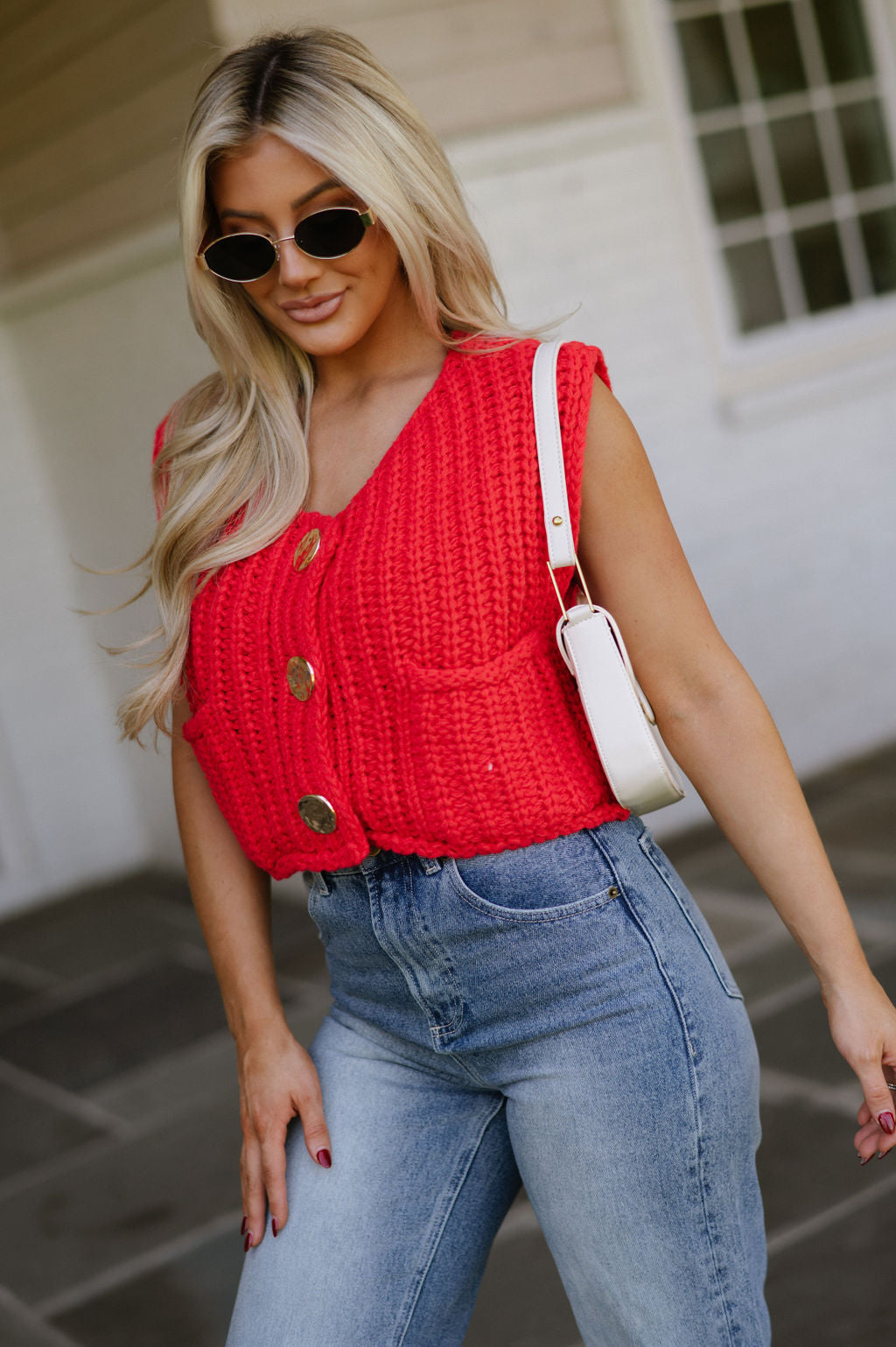 Bowie Sweater Vest-Red