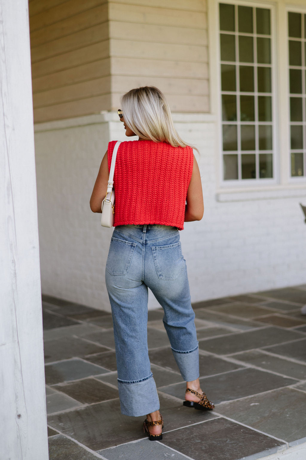 Straight Leg Cuffed Jeans