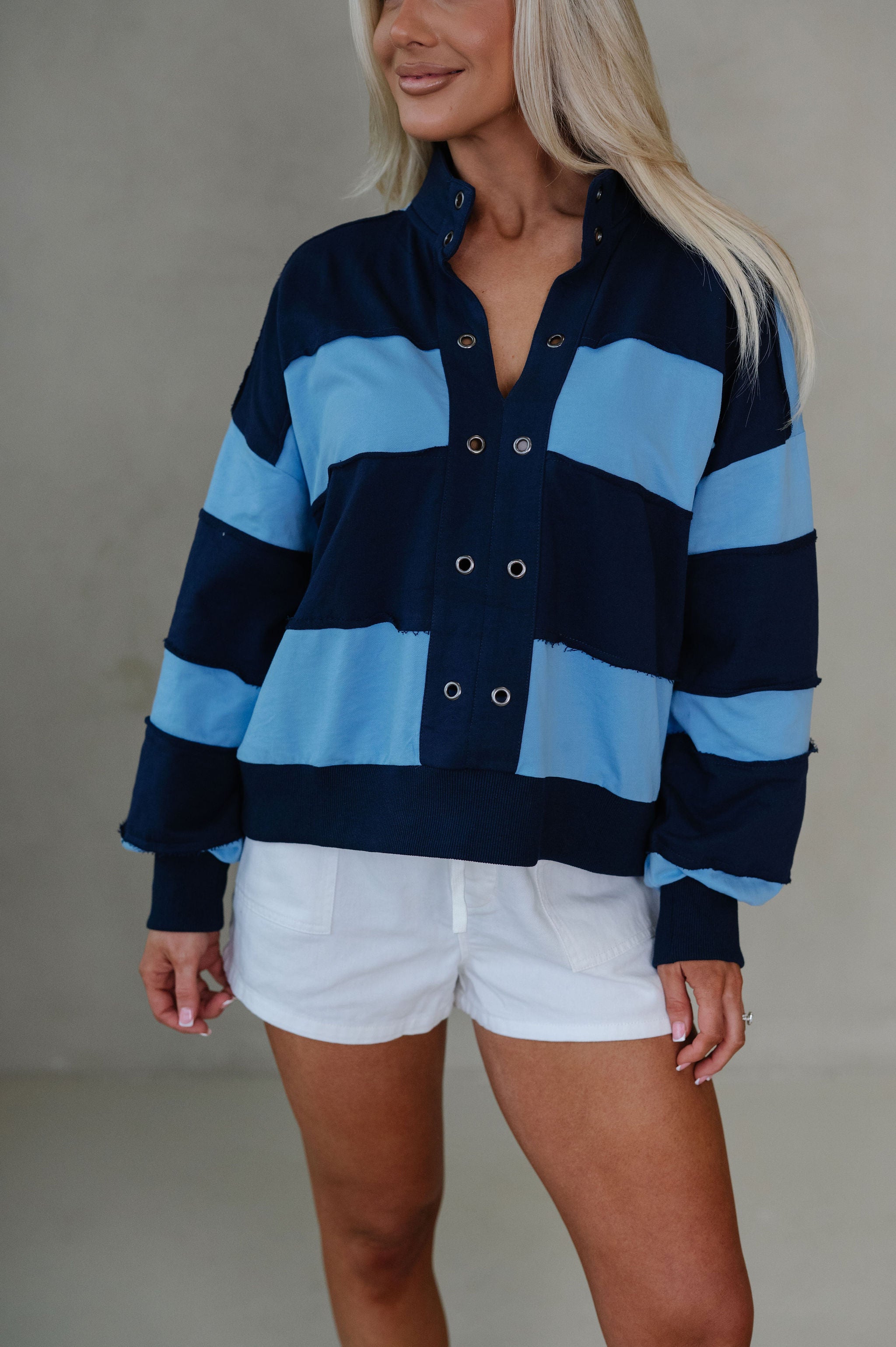 Tatum Colorblock Pullover-Blue Combo