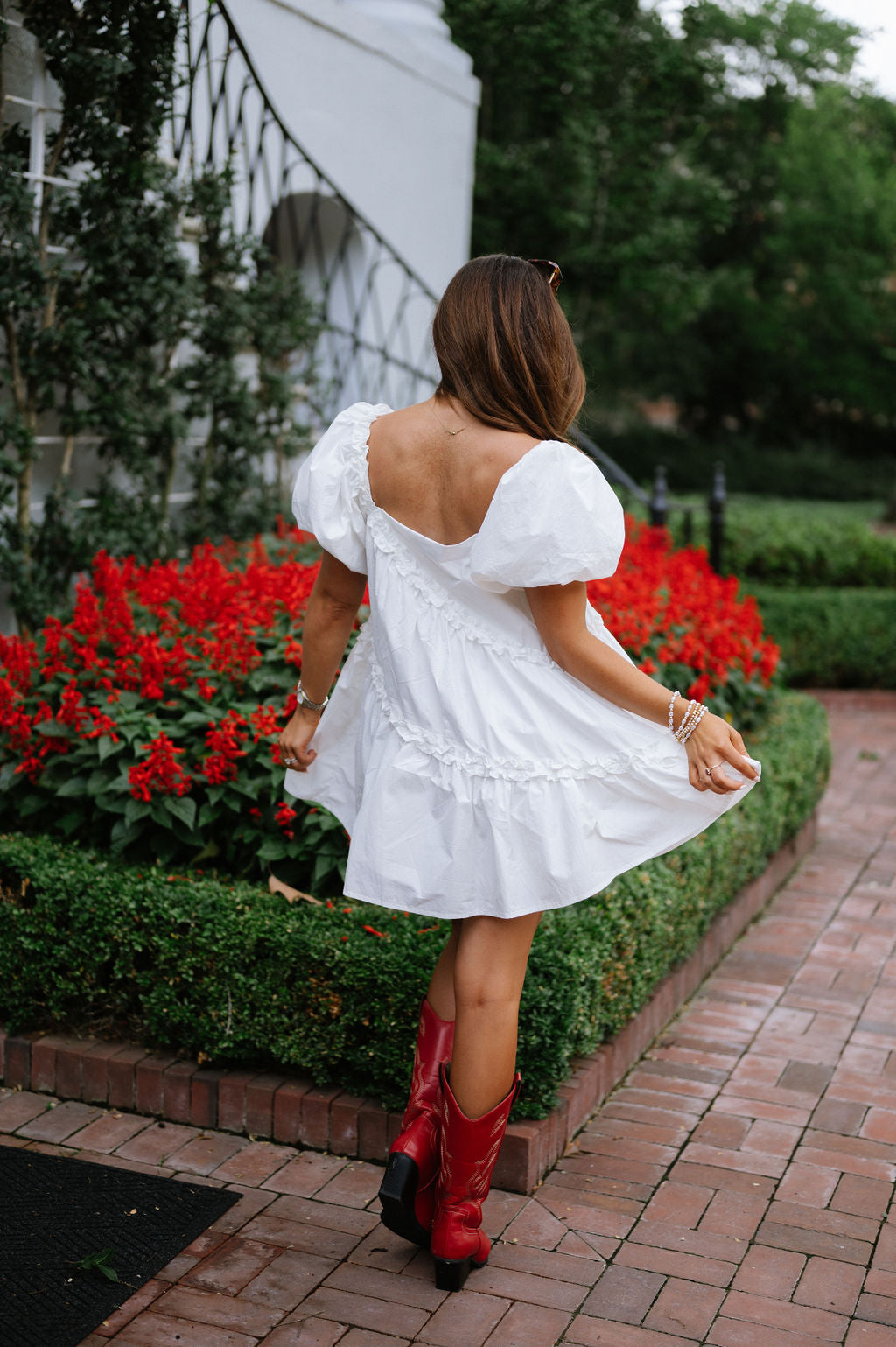 Ruffle Poplin Dress-Off White